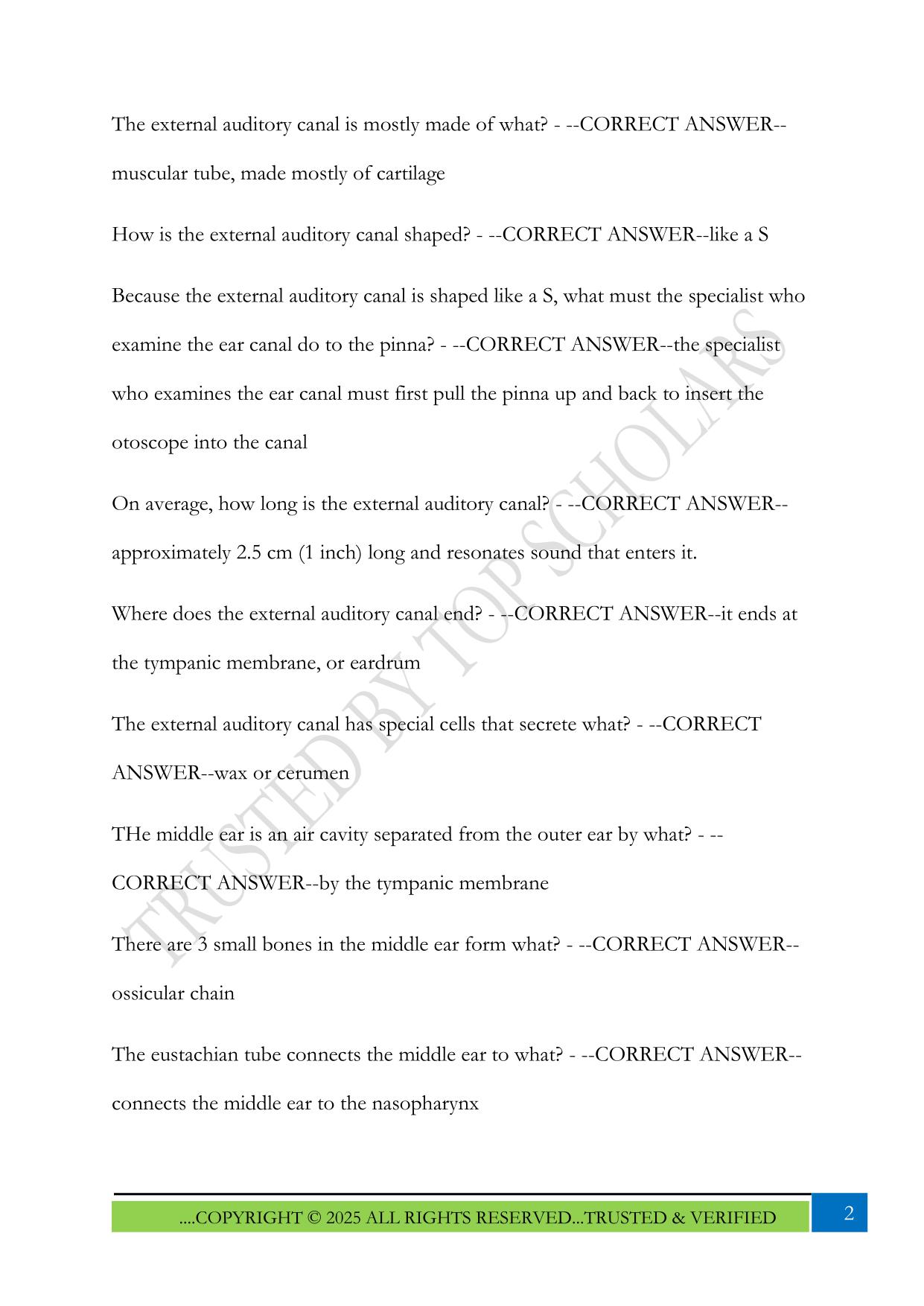 Audiology Praxis Study Guide 2025 Questions and Answers