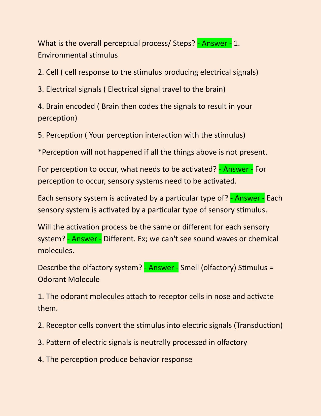 Sensation and Perception Exam 1 | Questions and Verified Solutions Latest Update 2024/2025 | Graded A+