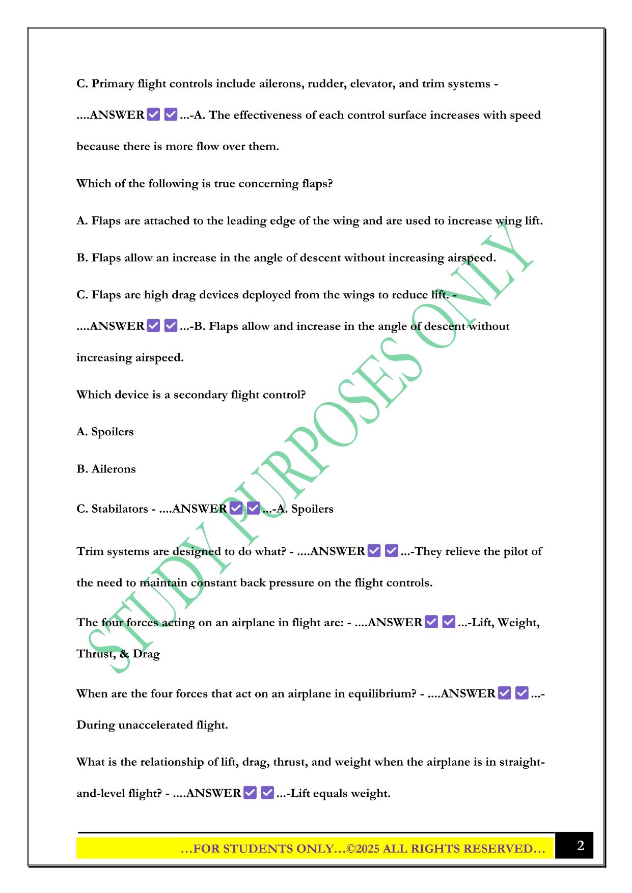 Private Pilot Exam Practice 2025 Questions and Answers