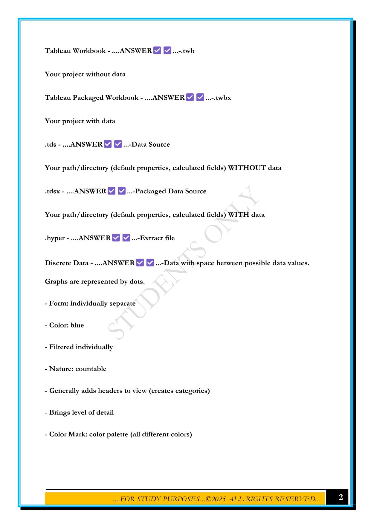 TABLEAU DESKTOP SPECIALIST EXAM 2025 QUESTIONS AND ANSWERS