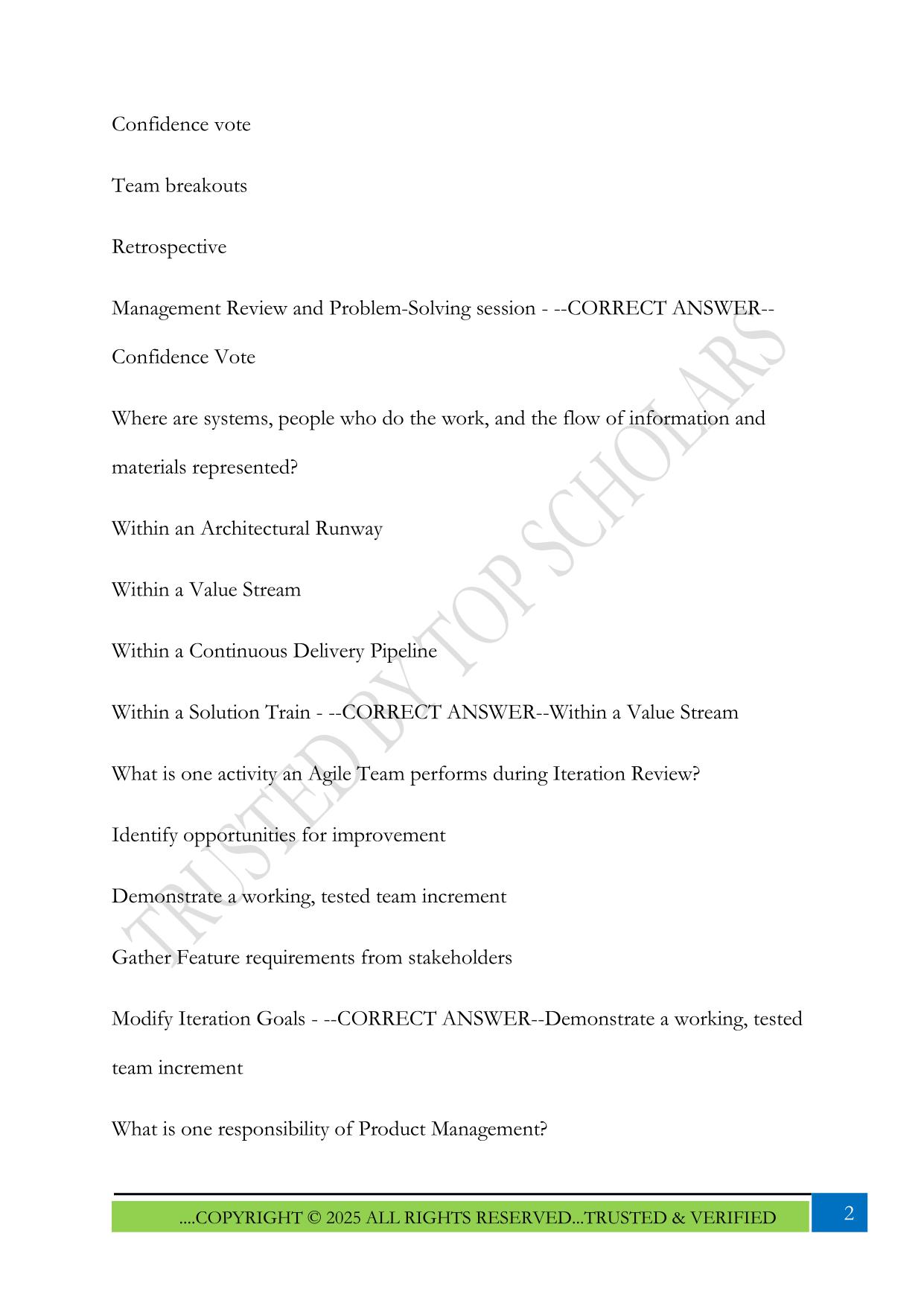 SAFe Agile POPM Practice Exam Questions 2025 with Answers