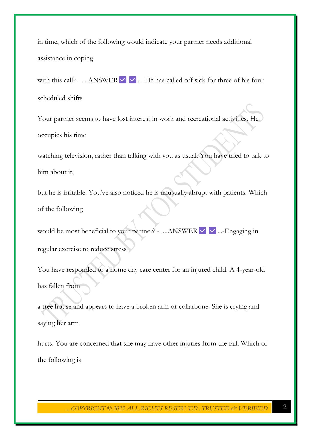 FIRST RESPONDER FINAL EXAM 2025 QUESTIONS AND ANSWERS
