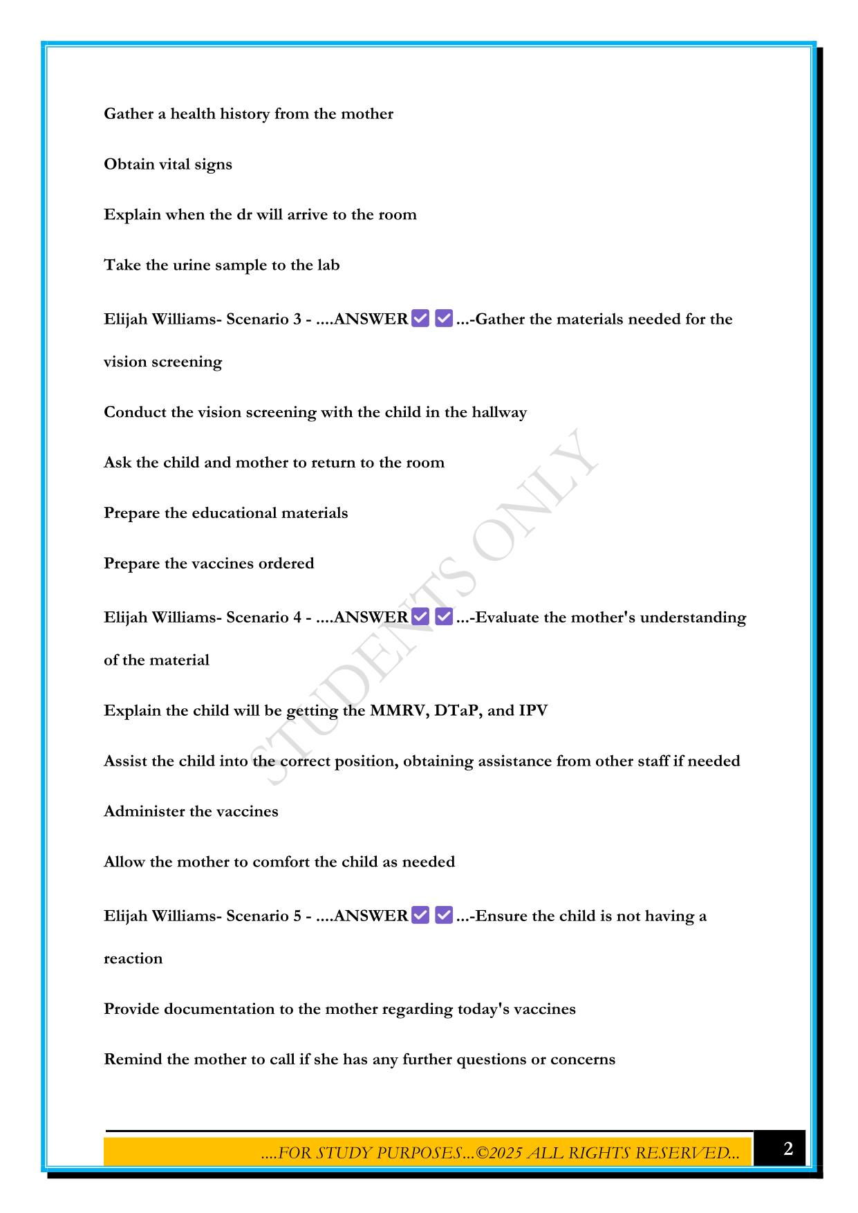 SWIFT RIVER PEDIATRICS EXAM QUESTIONS AND ANSWERS