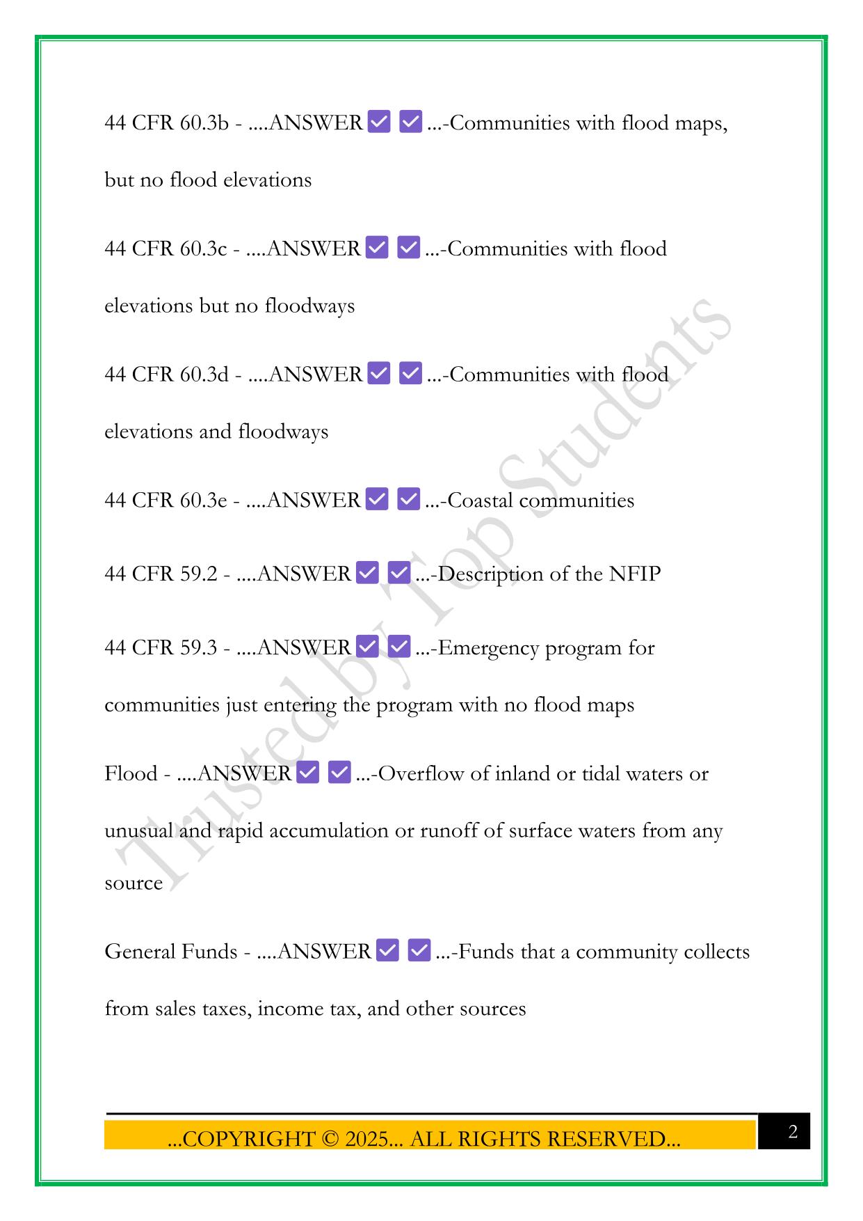 FLOODPLAIN MANAGEMENT EXAM 2025 QUESTIONS AND ANSWERS
