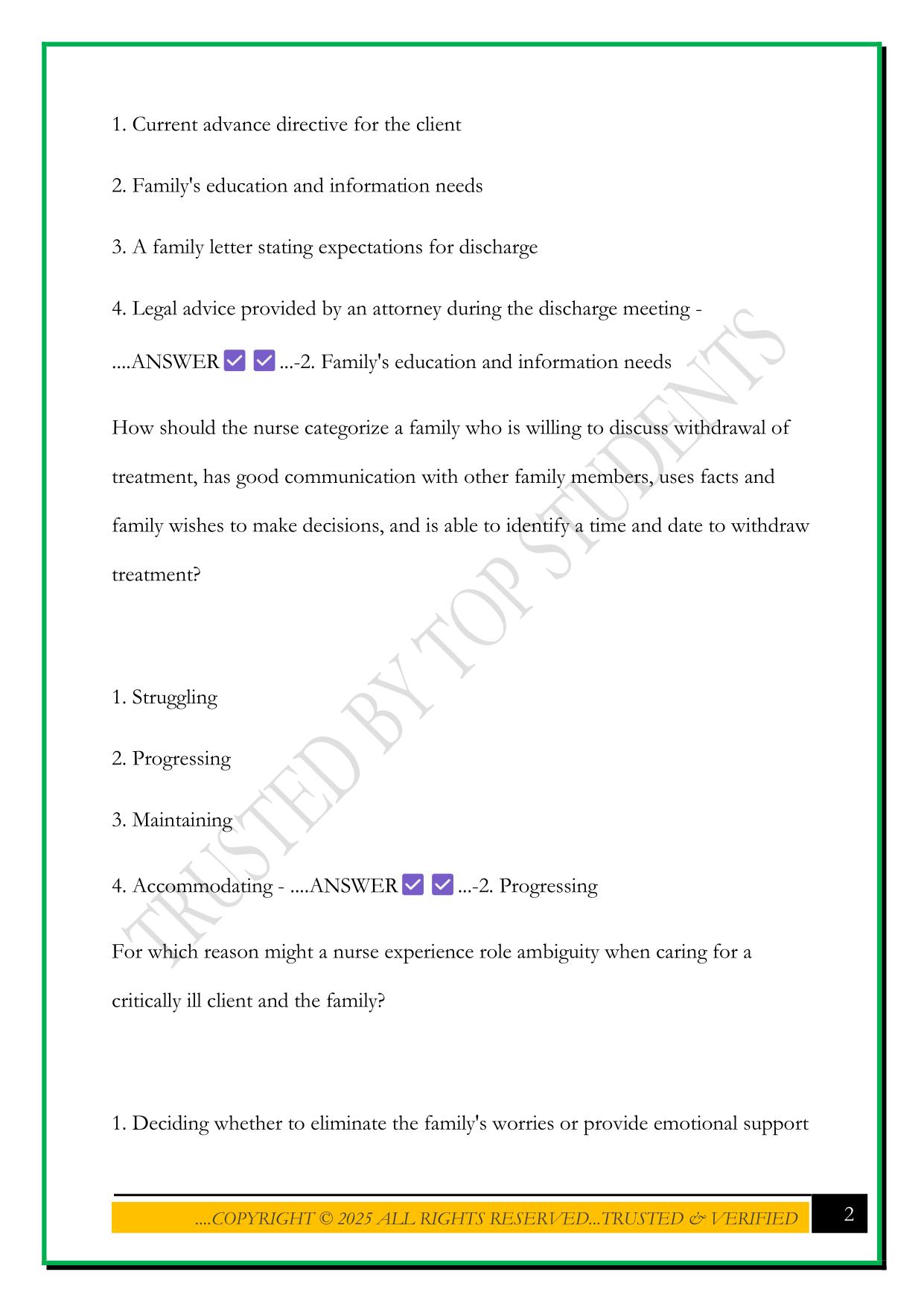 NURS246 CHAPTER 14 PRACTICE QUESTIONS 2025 WITH CORRECT ANSWERS