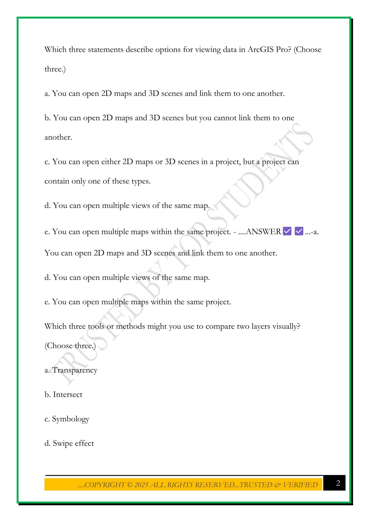 ESRI DESKTOP ASSOCIATE EXAM 2025 QUESTIONS AND ANSWERS