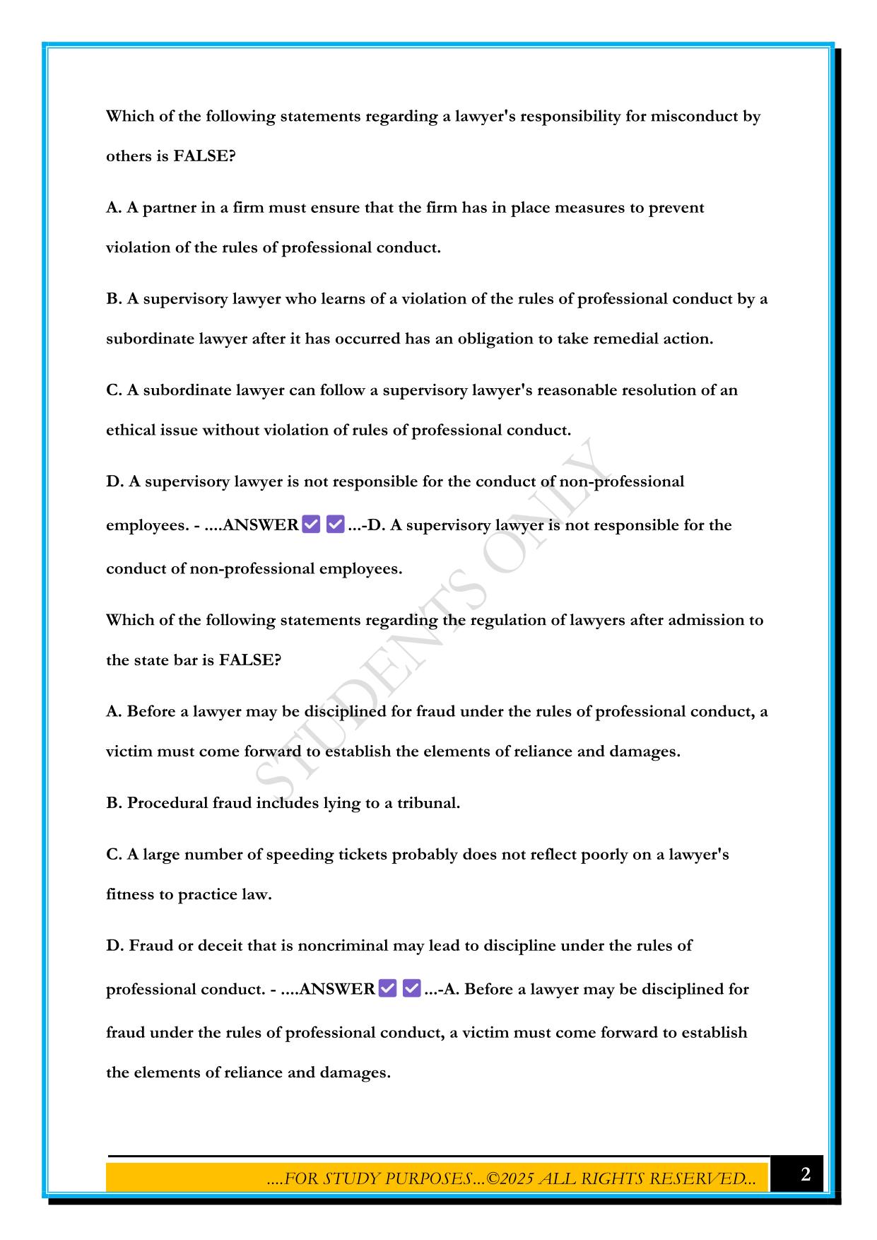 THEMIS -- MPRE PRACTICE MCQS EXAM 2025 QUESTIONS AND ANSWERS