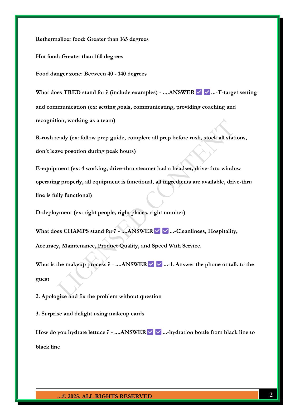 TACO BELL SHIFT LEADER EXAM 2025 QUESTIONS AND ANSWERS