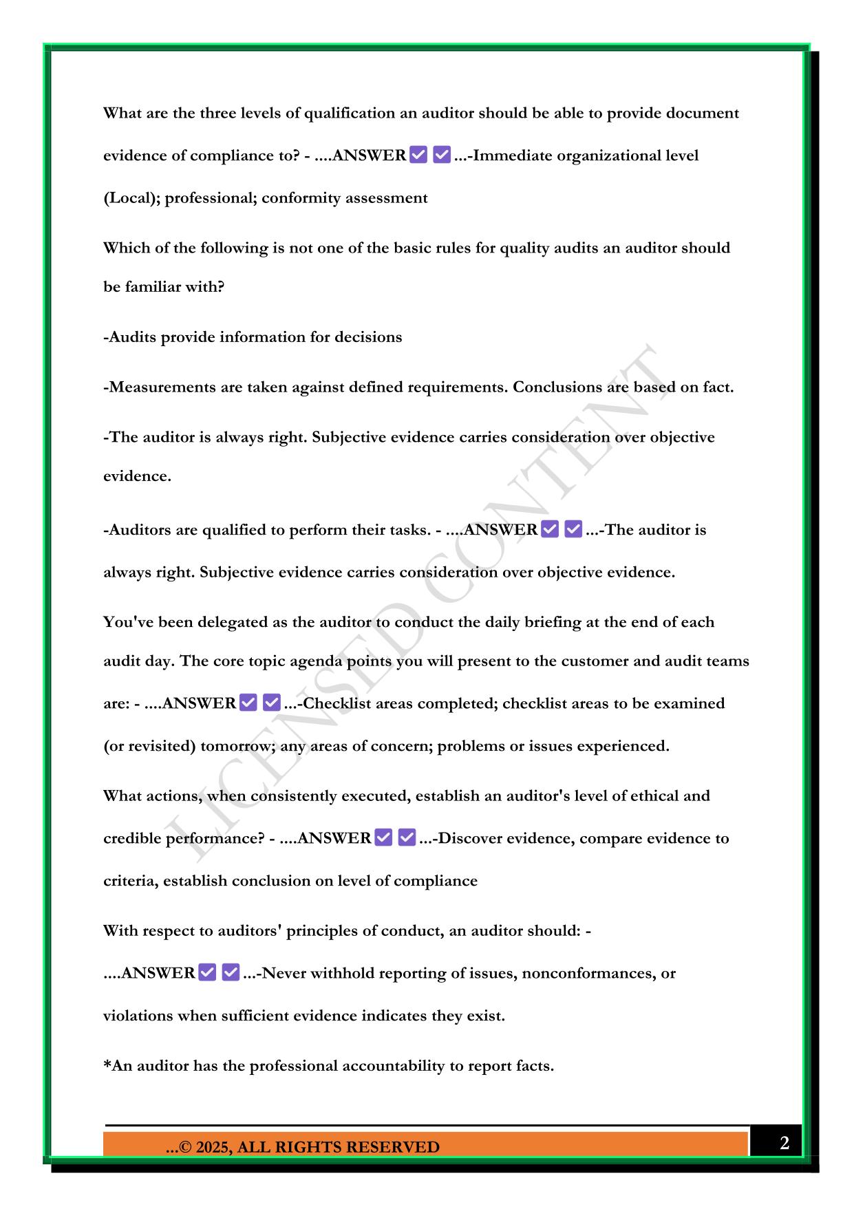 CQA EXAM 2025 QUESTIONS AND ANSWERS