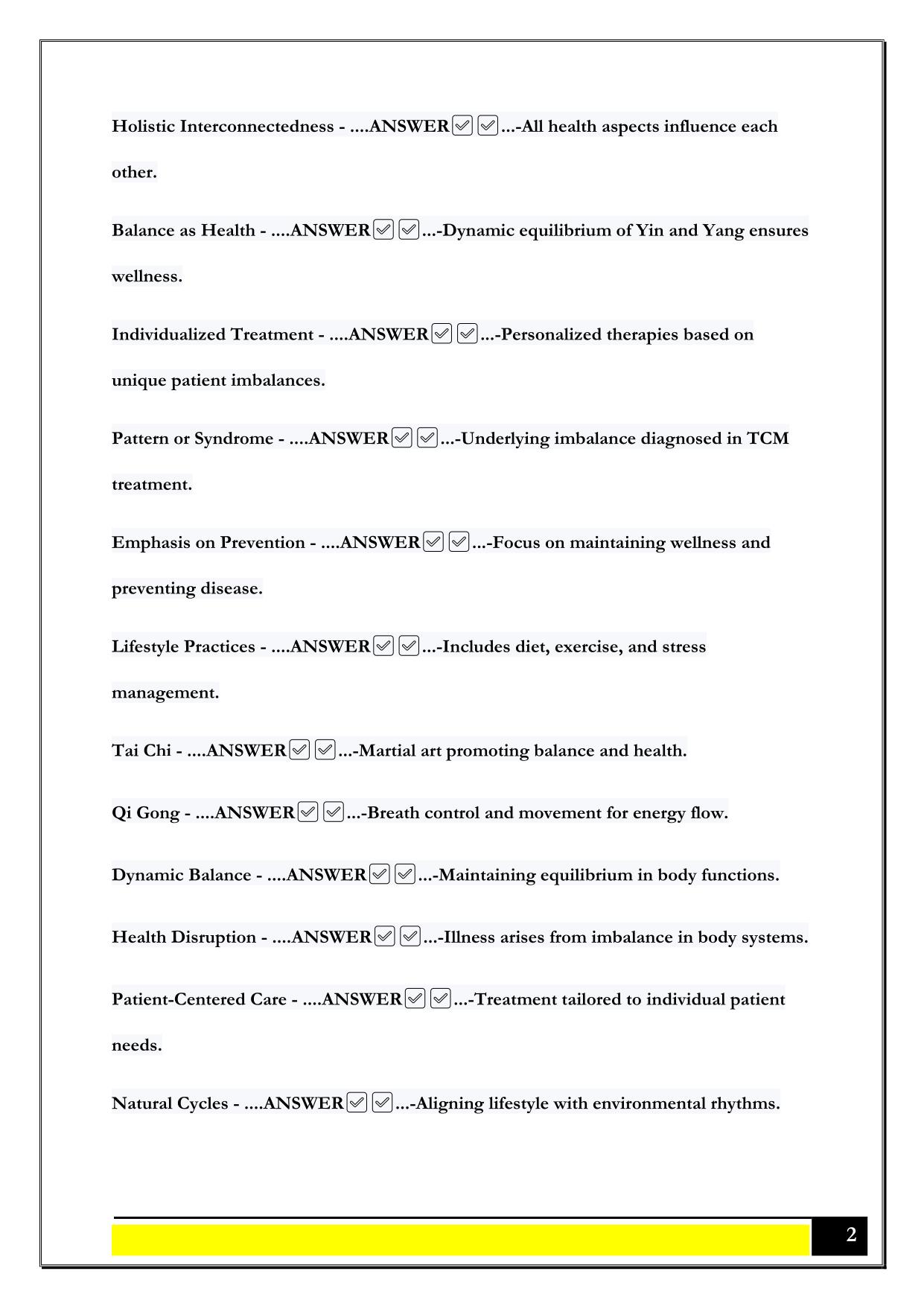 Introduction to Traditional Chinese Medicine (TCM) - TCM I - Lecture 1 Exam 2025 Questions and Answers