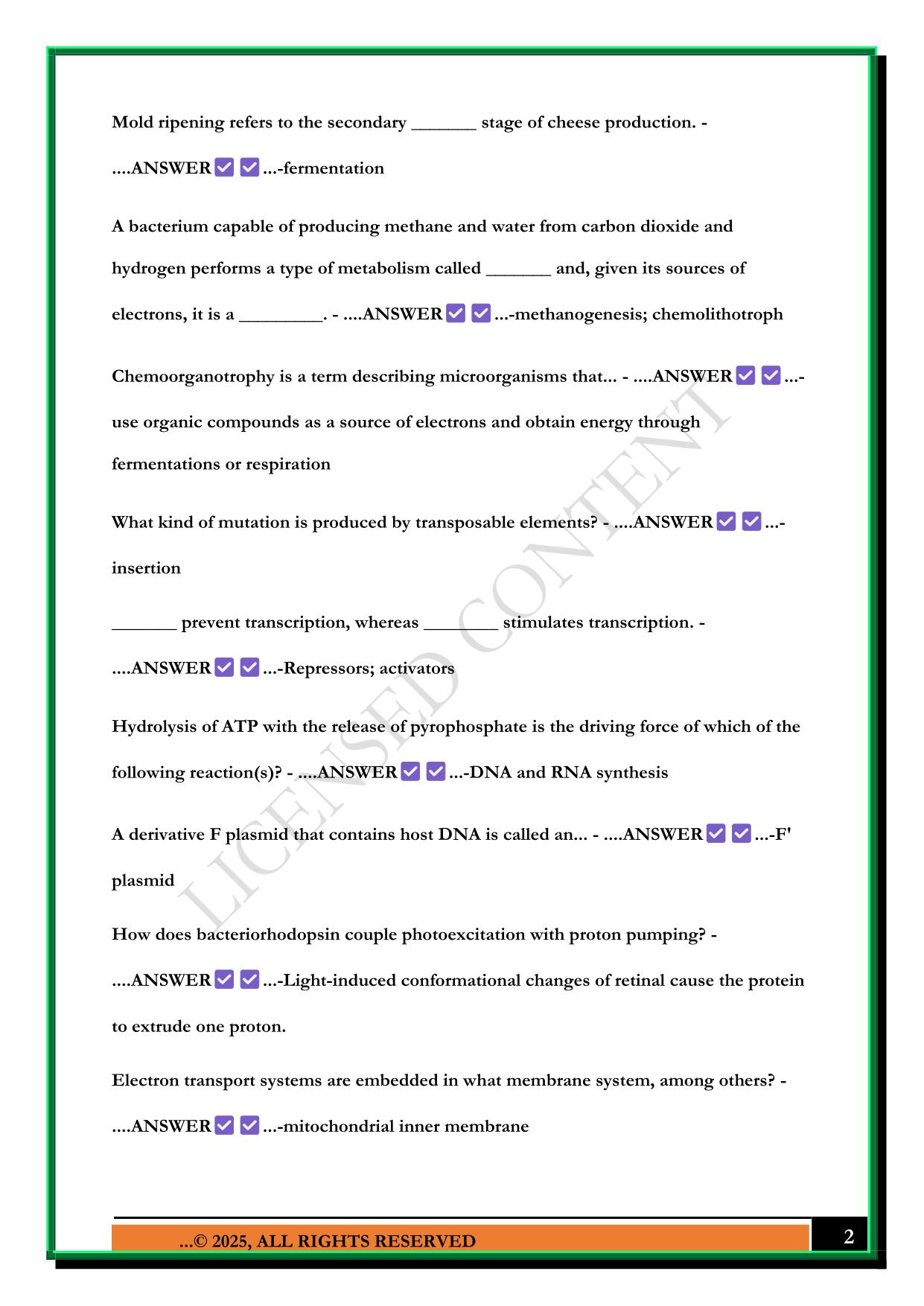 MBIO 3401 EXAM FINAL ZHANG TTU 2025 QUESTIONS AND ANSWERS