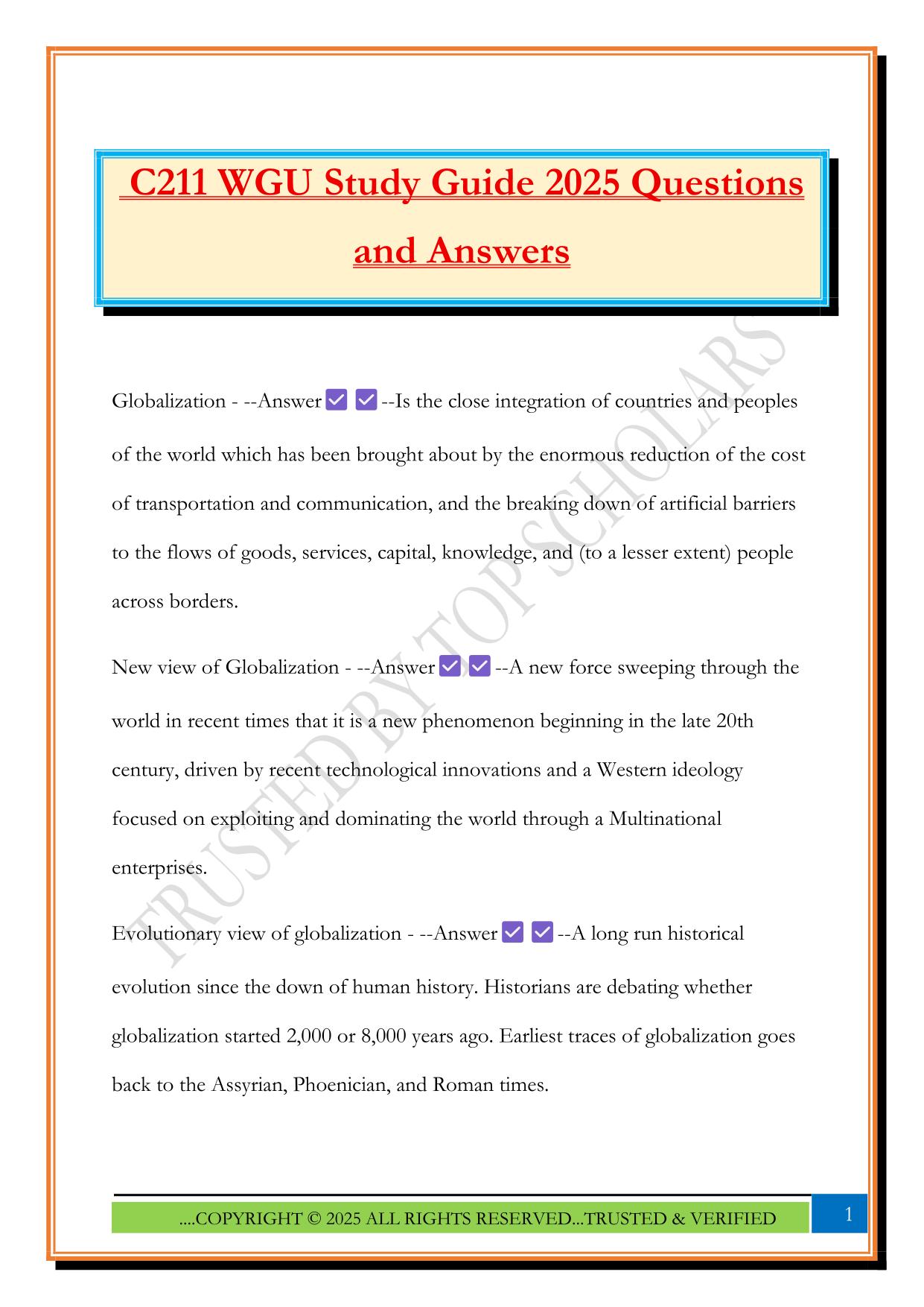 C211 WGU Study Guide 2025 Questions and Answers