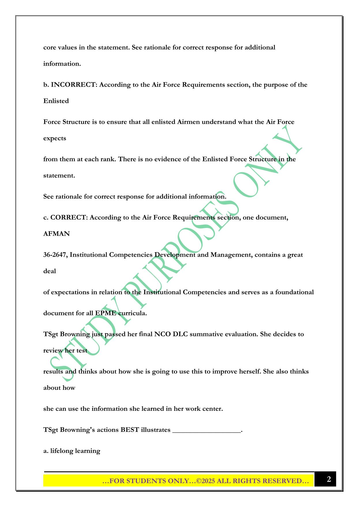 NCOA Test #1 2025 Questions and Answers