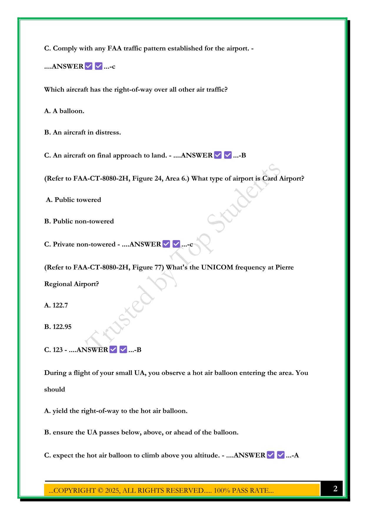 GROUND SCHOOL DRONE SCHOOL TEST 1 2025 QUESTIONS AND ANSWERS