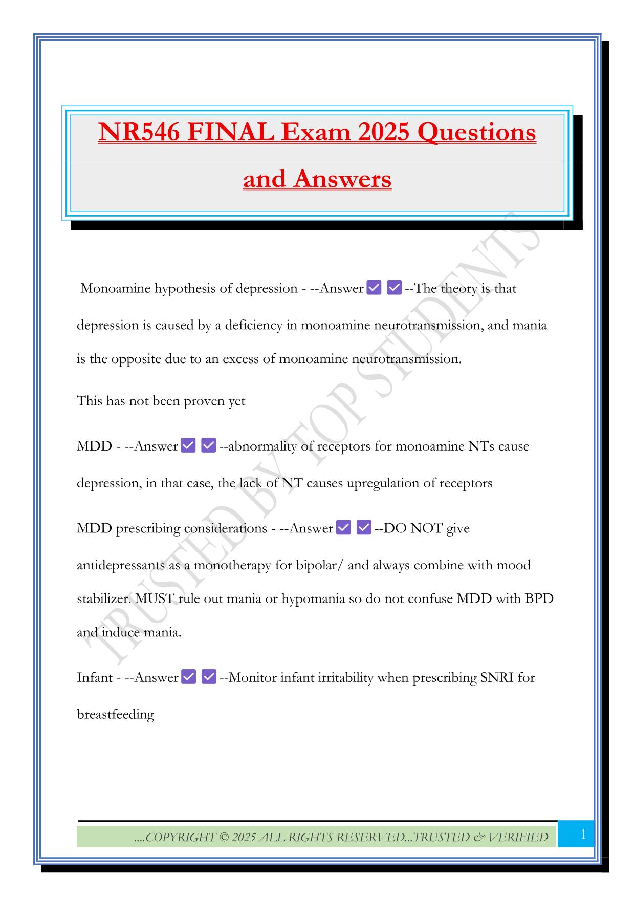 NR 546 Fall 2025 Bundled Exams Questions and Answers |100% Pass Verified and Updated
