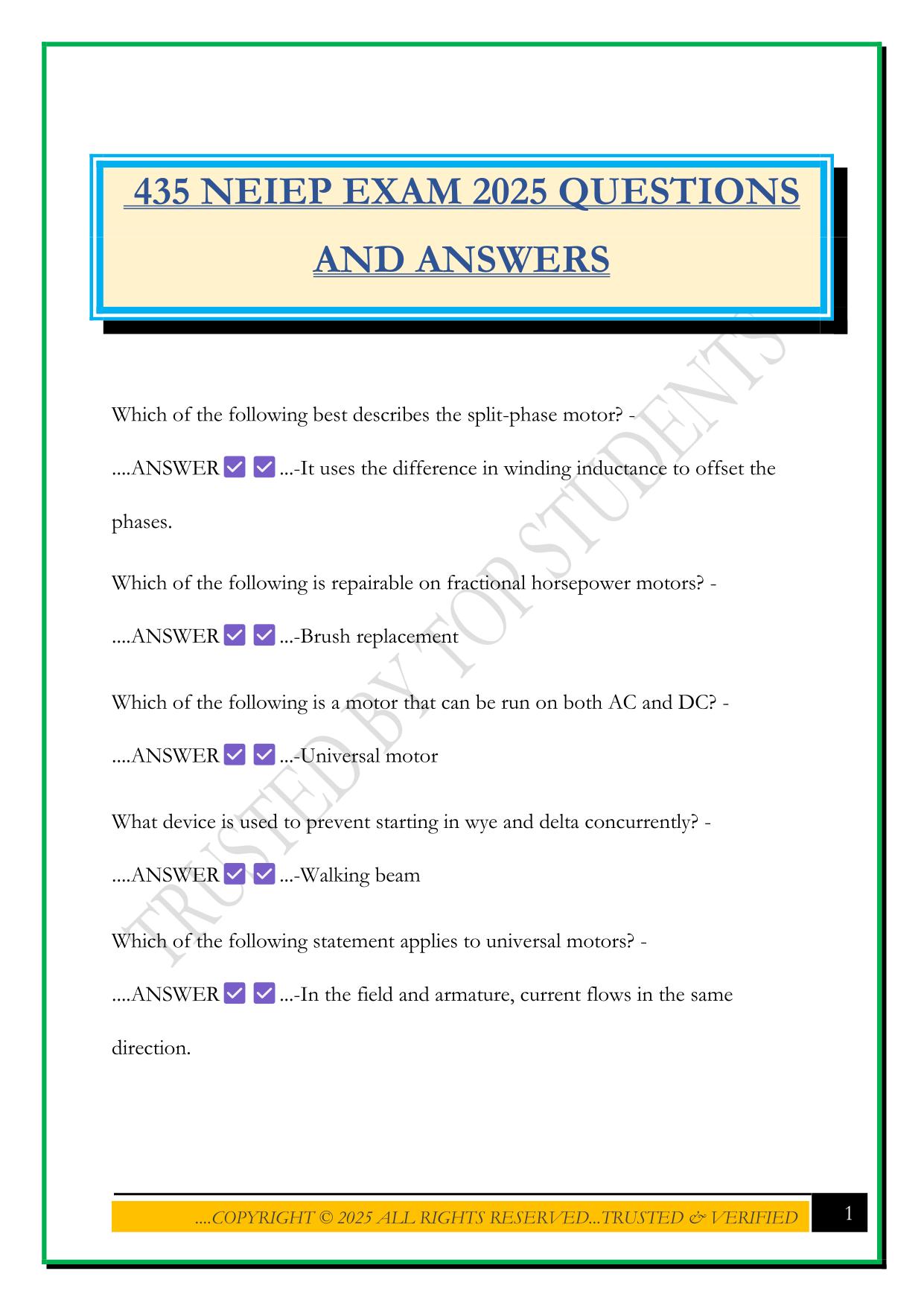 435 NEIEP EXAM 2025 QUESTIONS AND ANSWERS