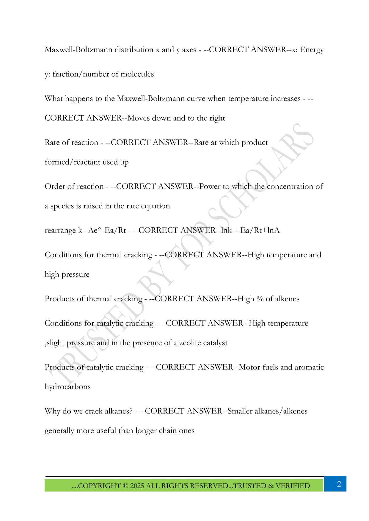 AQA A-level Chemistry paper 2 Exam 2025 Questions and Answers