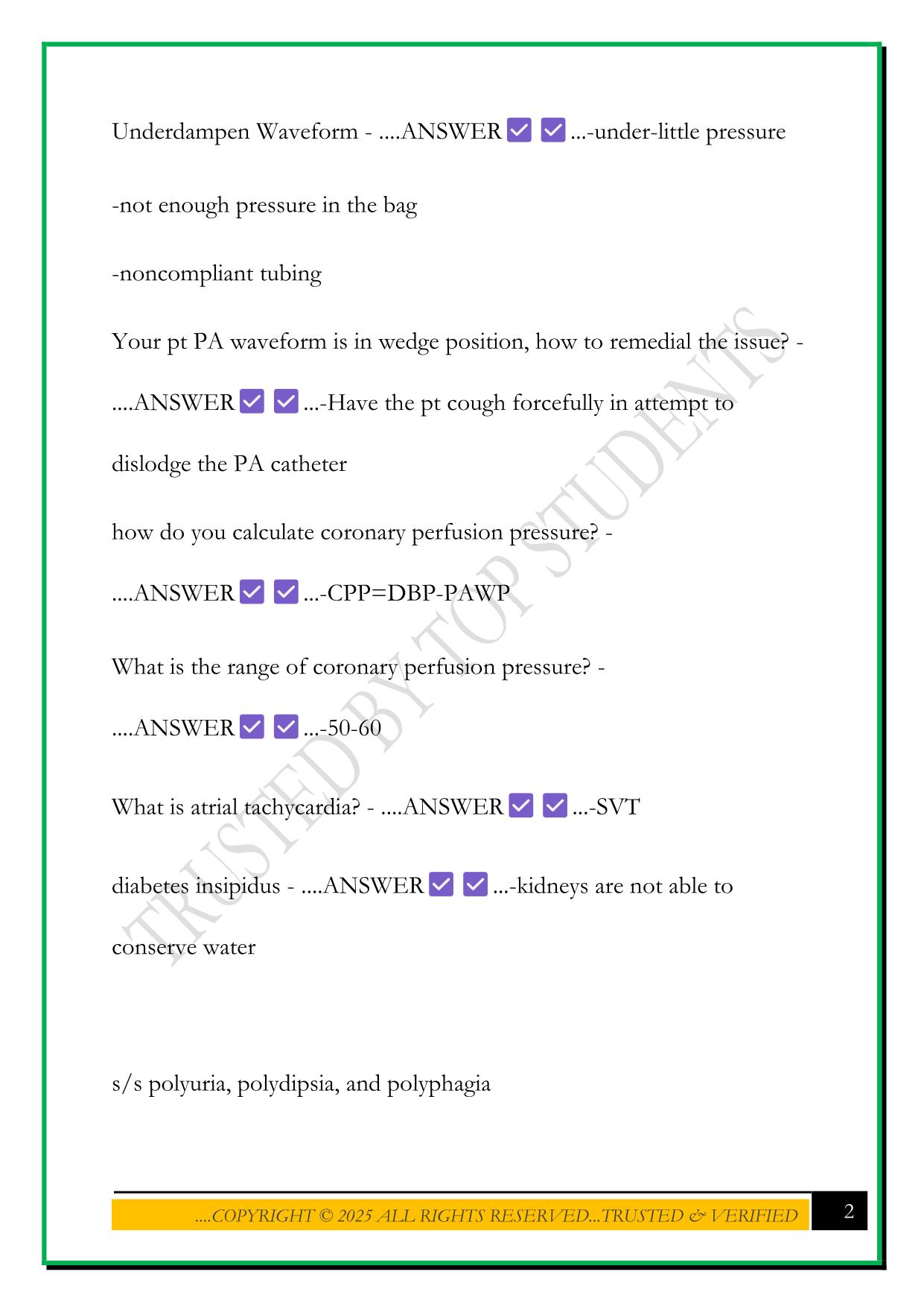 FLIGHT PARAMEDIC CERTIFICATION EXAM 2025 QUESTIONS AND ANSWERS