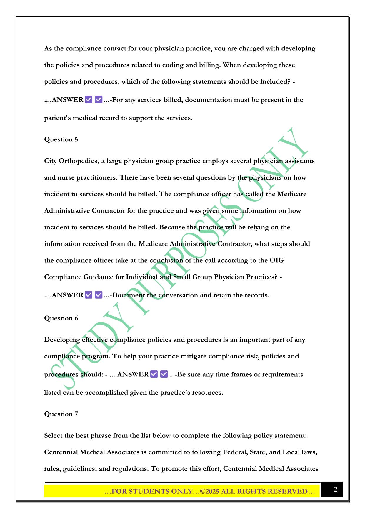 CPCO EXAM 2025 QUESTIONS AND ANSWERS