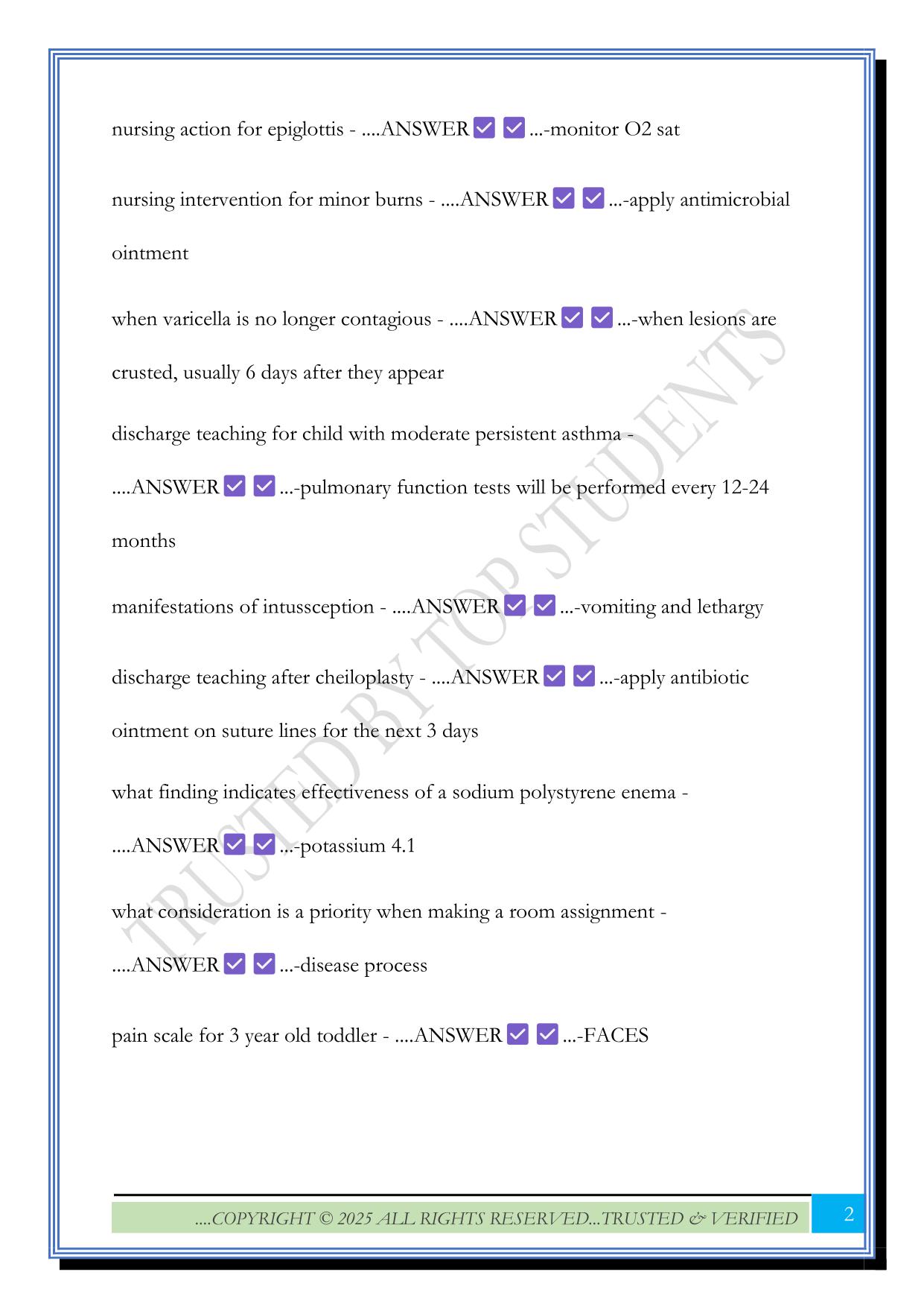 Nursing Care of Children CMS Practice Exam 2025 Questions and Answers