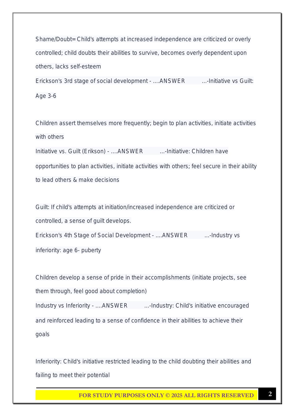 Unit 1: Human Development (Clinical MSW Exam) 2025 Questions and Answers