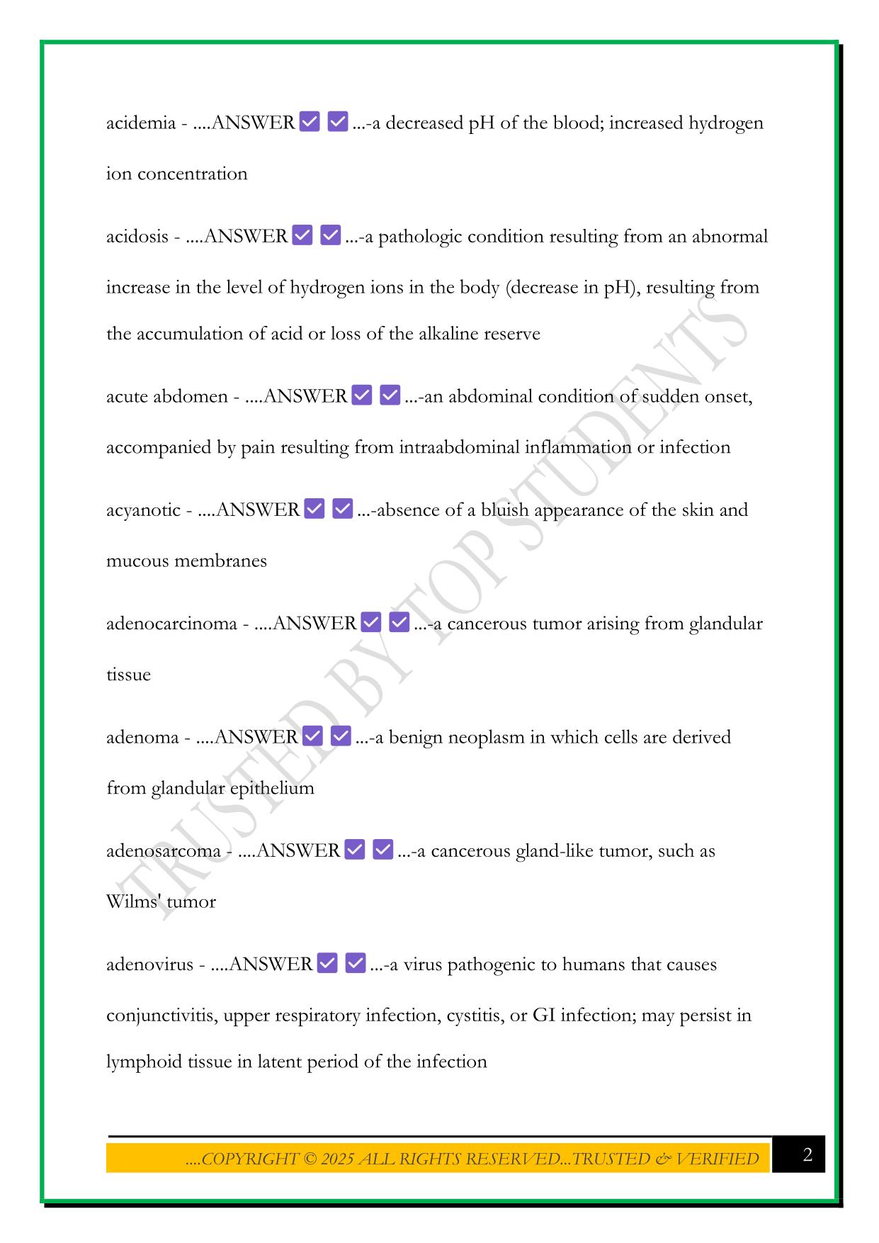 HOSA PATHOPHYSIOLOGY EXAM 2025 QUESTIONS AND ANSWERS