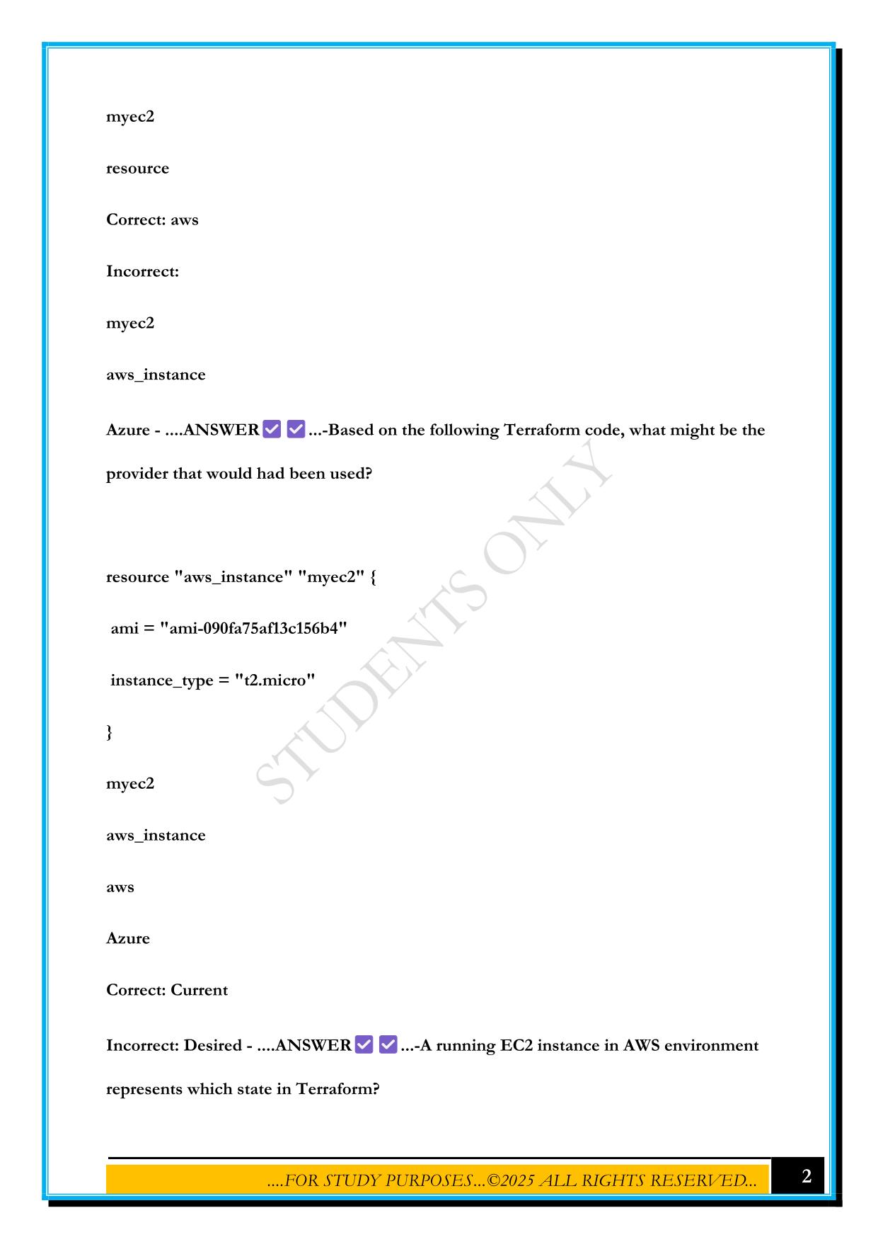 HASHICORP CERTIFIED TERRAFORM ASSOCIATE EXAM 2025 QUESTIONS AND ANSWERS