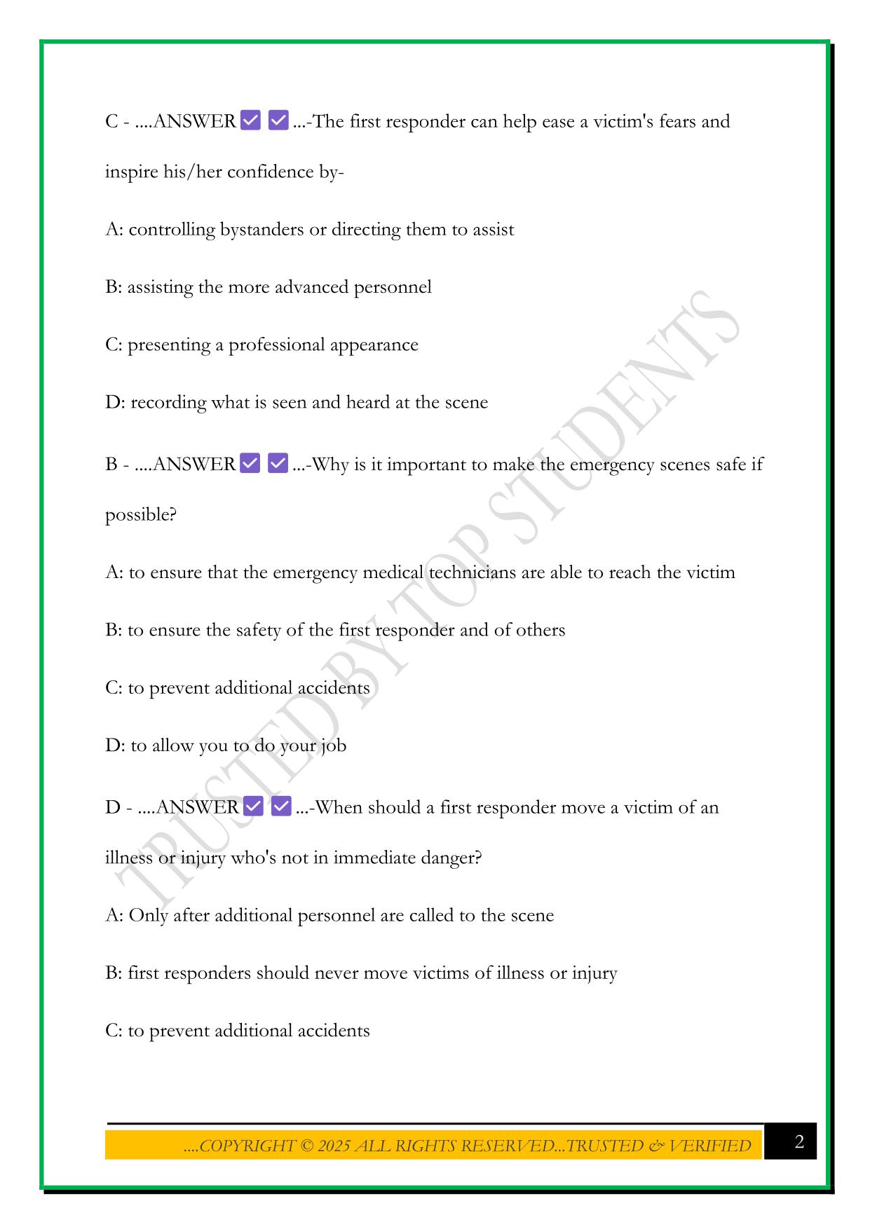 RED CROSS EMR FINAL EXAM 2025 QUESTIONS AND ANSWERS