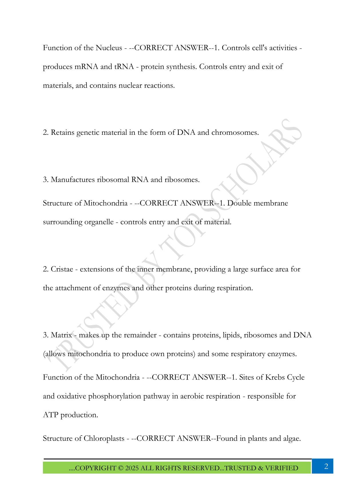 AQA A Level Cells Exam 2025 Questions and Answers