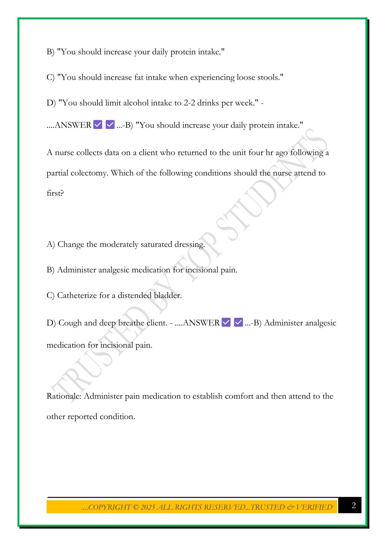 CUSTOM:PN VATI MEDICAL SURGICAL RE-EVALUATION ASSESSMENT EXAM 2025 QUESTIONS AND ANSWERS