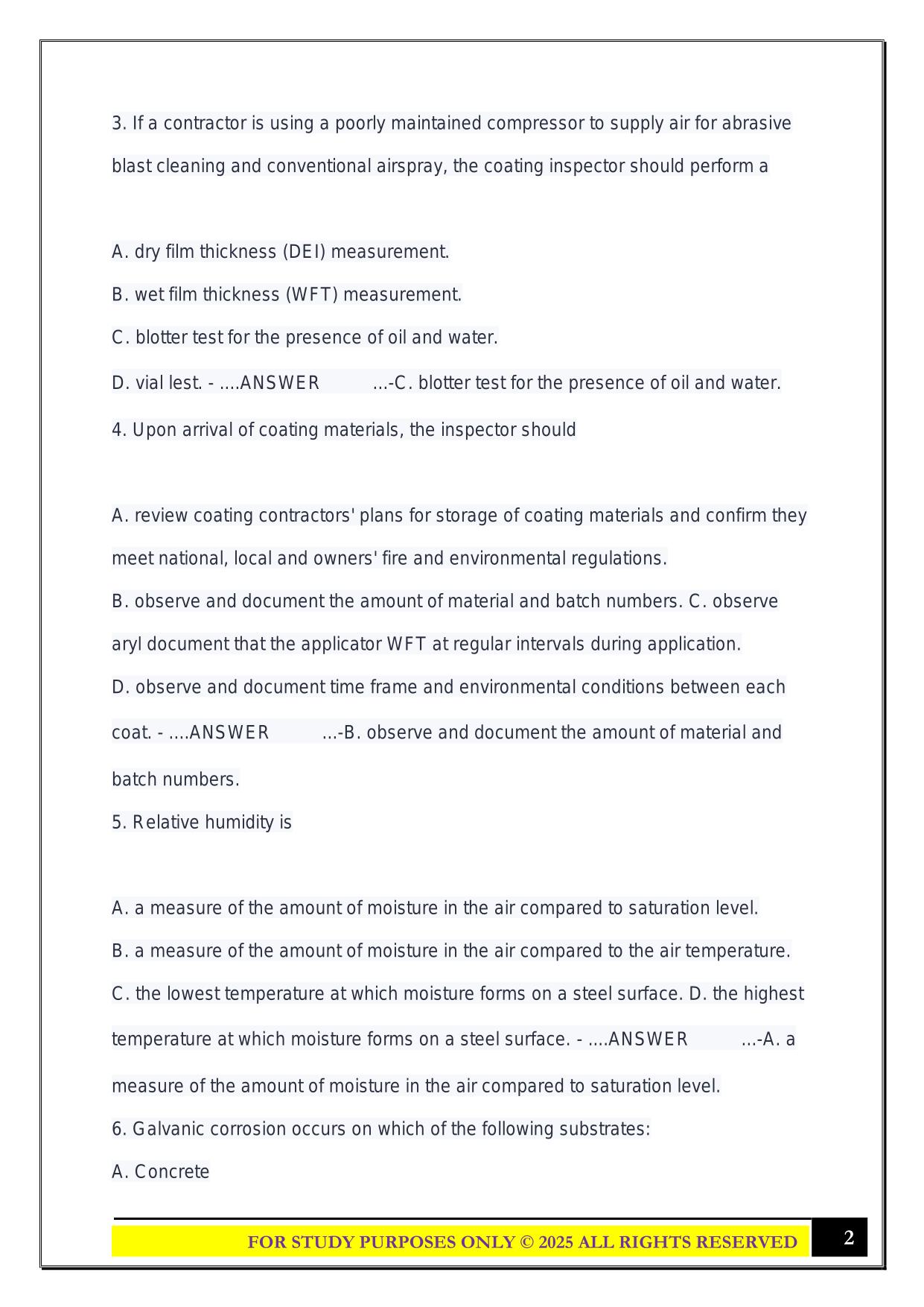 NACE CIP1 Study Questions with Correct Answers