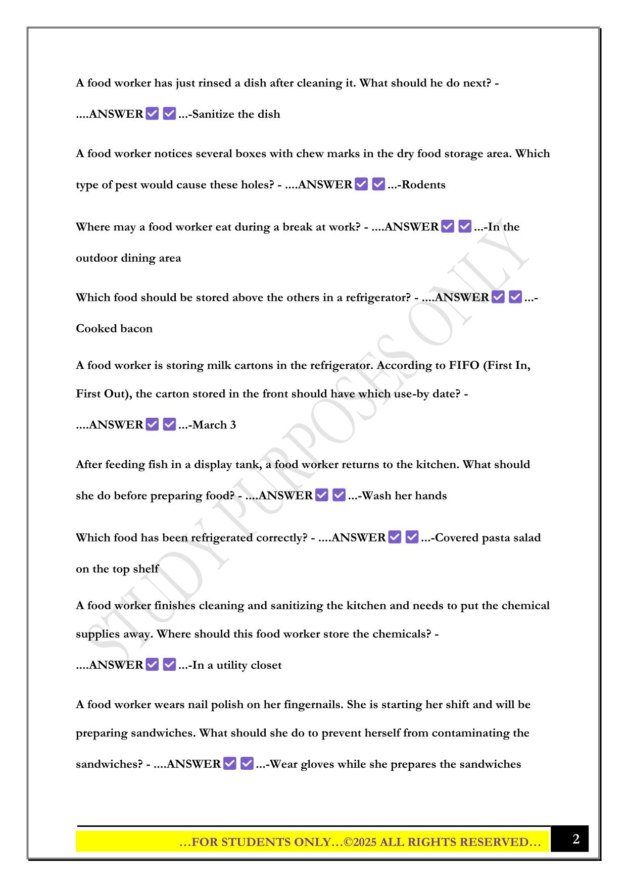 Food Handler Training - Riverside, CA Final Exam 2025 Questions and Answers
