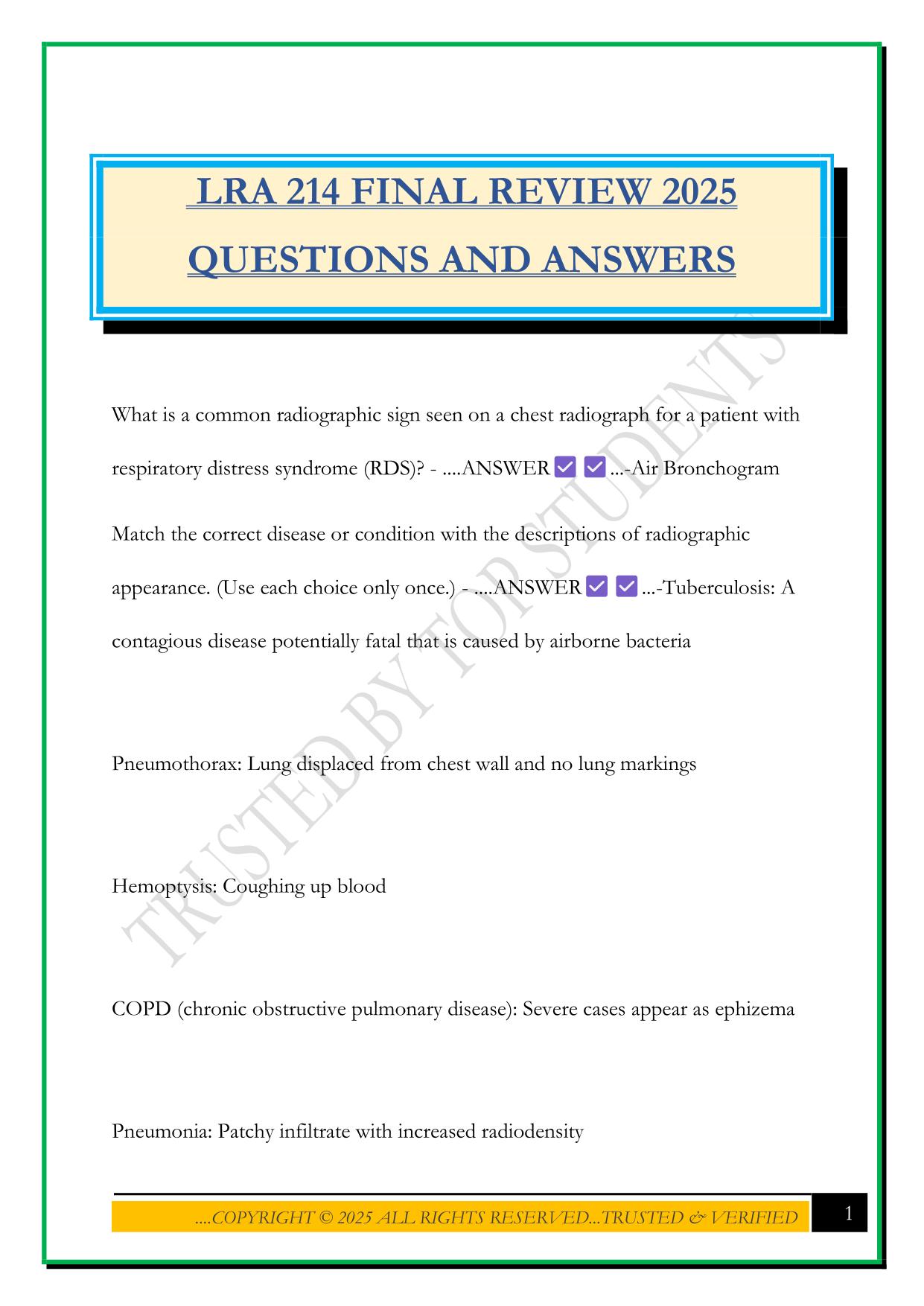 LRA 214 FINAL REVIEW 2025 QUESTIONS AND ANSWERS
