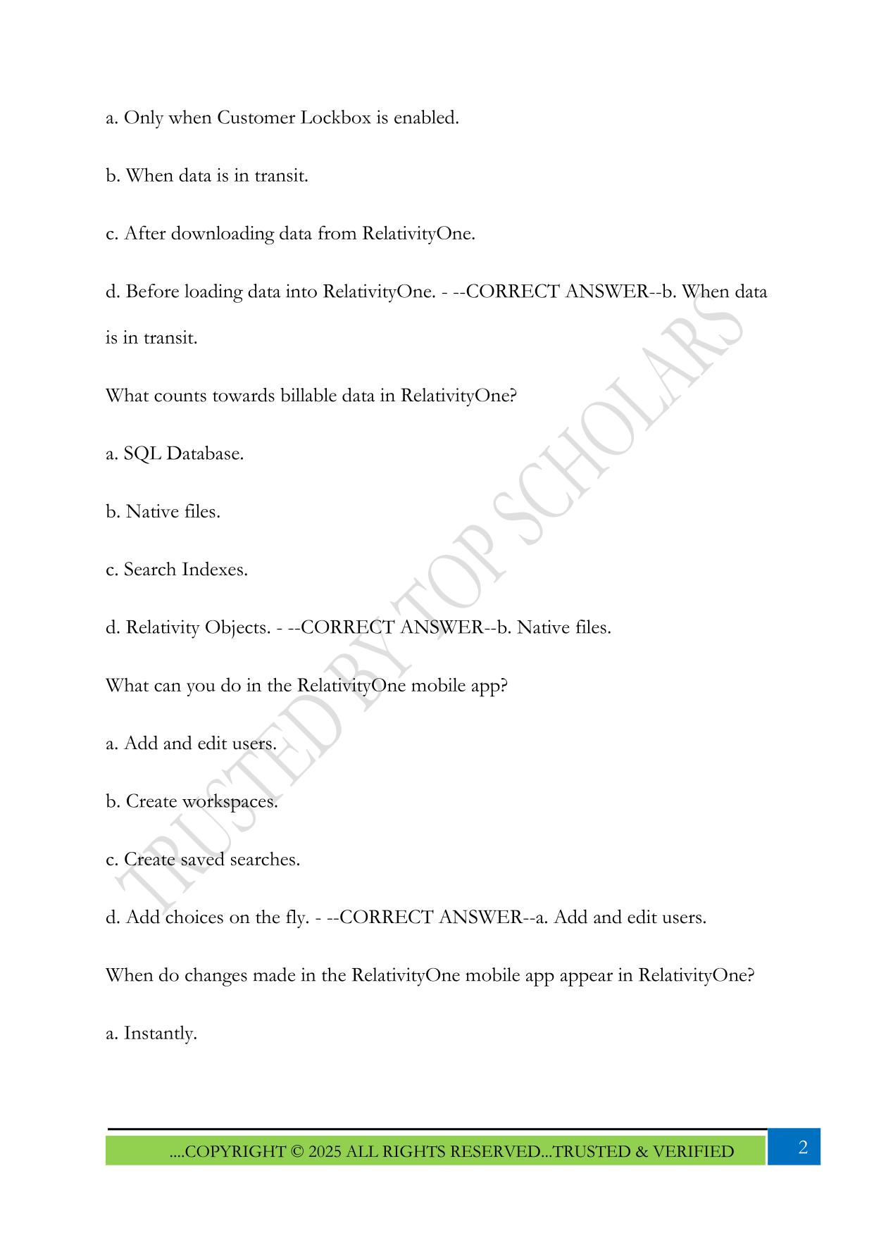RelativityOne Certified Pro Exam 2025 Questions and Answers