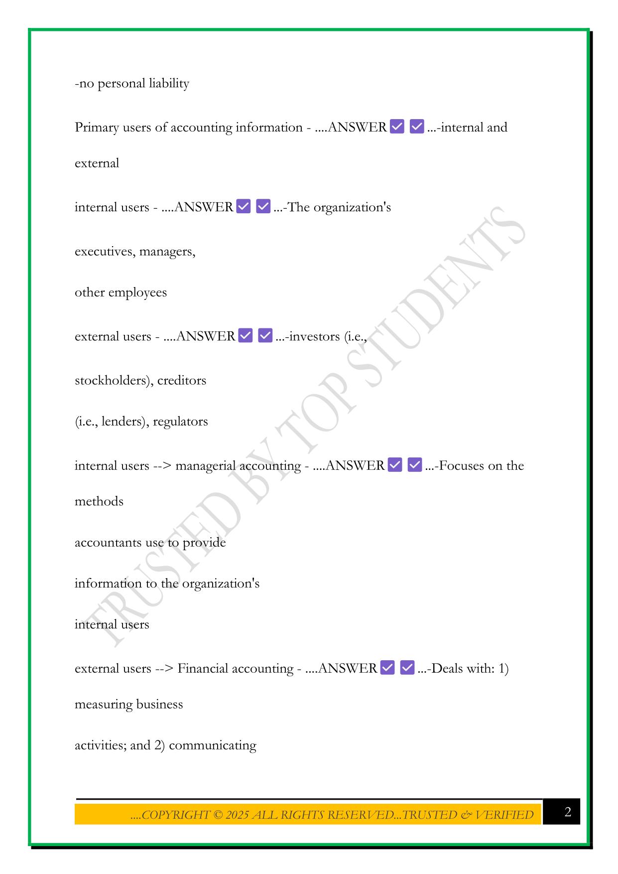 CSU ACT 205 EXAM 1 2025 QUESTIONS AND ANSWERS