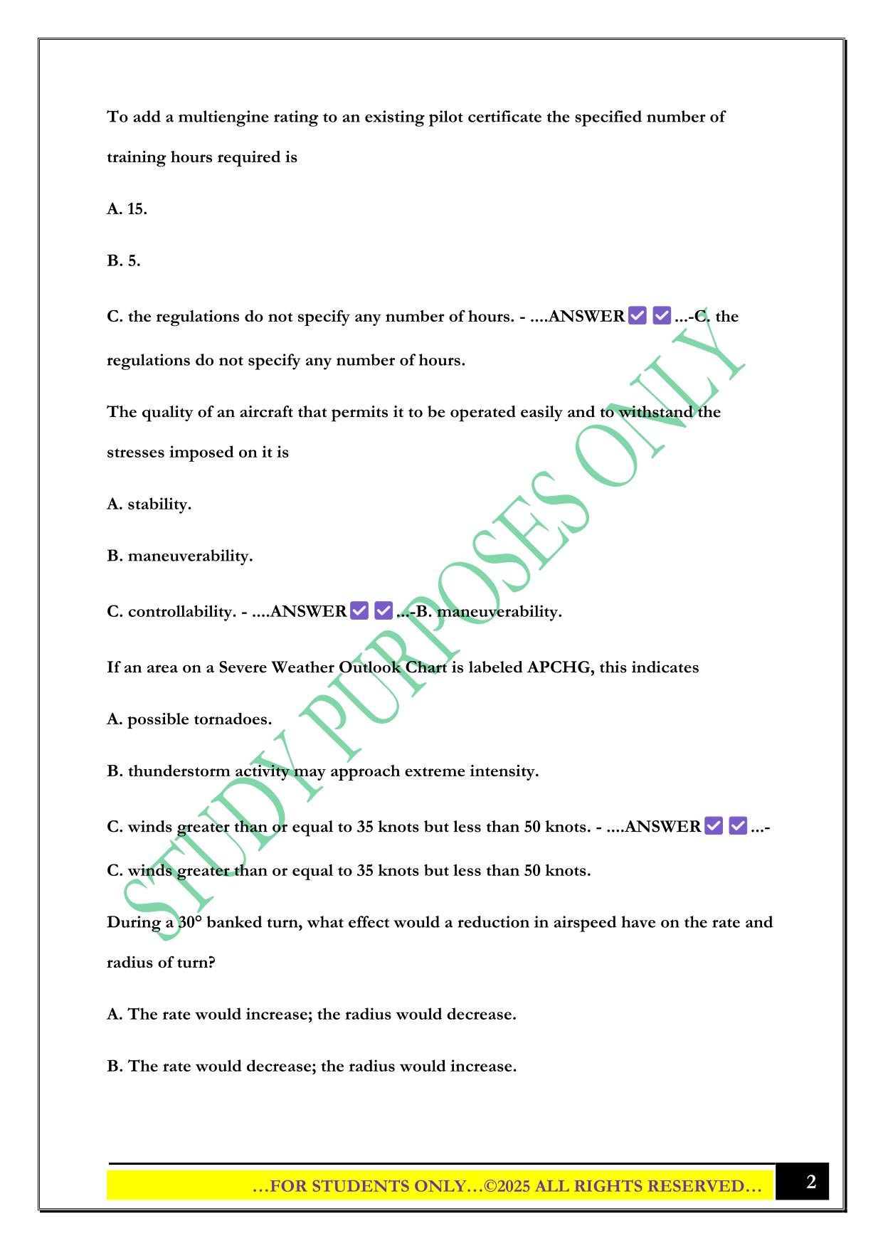 Advanced Ground Instructor Sample Exam 2025 Questions & Answers