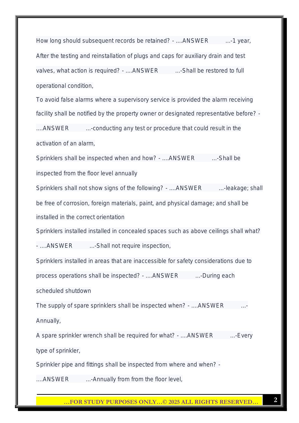NICET Level 1 ITM Of Water-Based Systems Exam 2025 Questions and