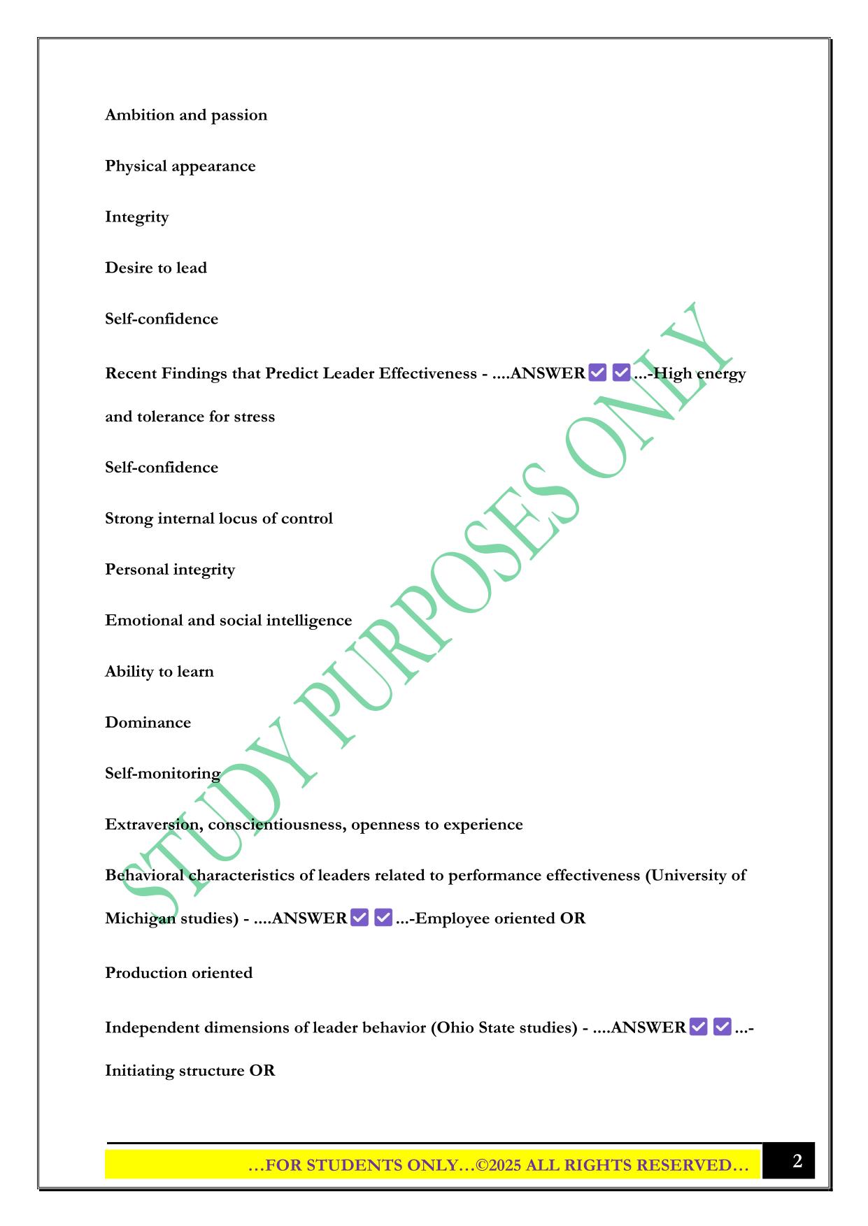 BMGT 364 - Test 2 2025 Questions and Answers