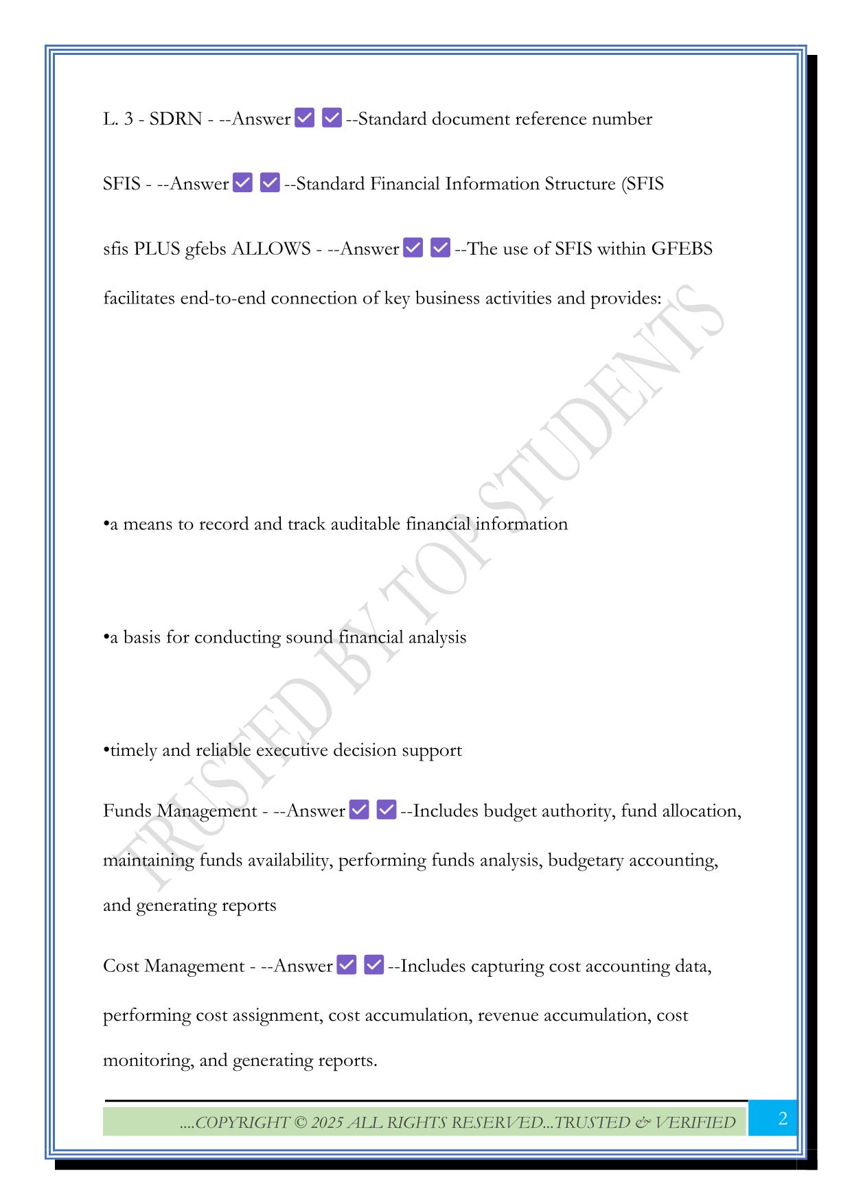 GFEBS Exam 2025 Questions and Answers