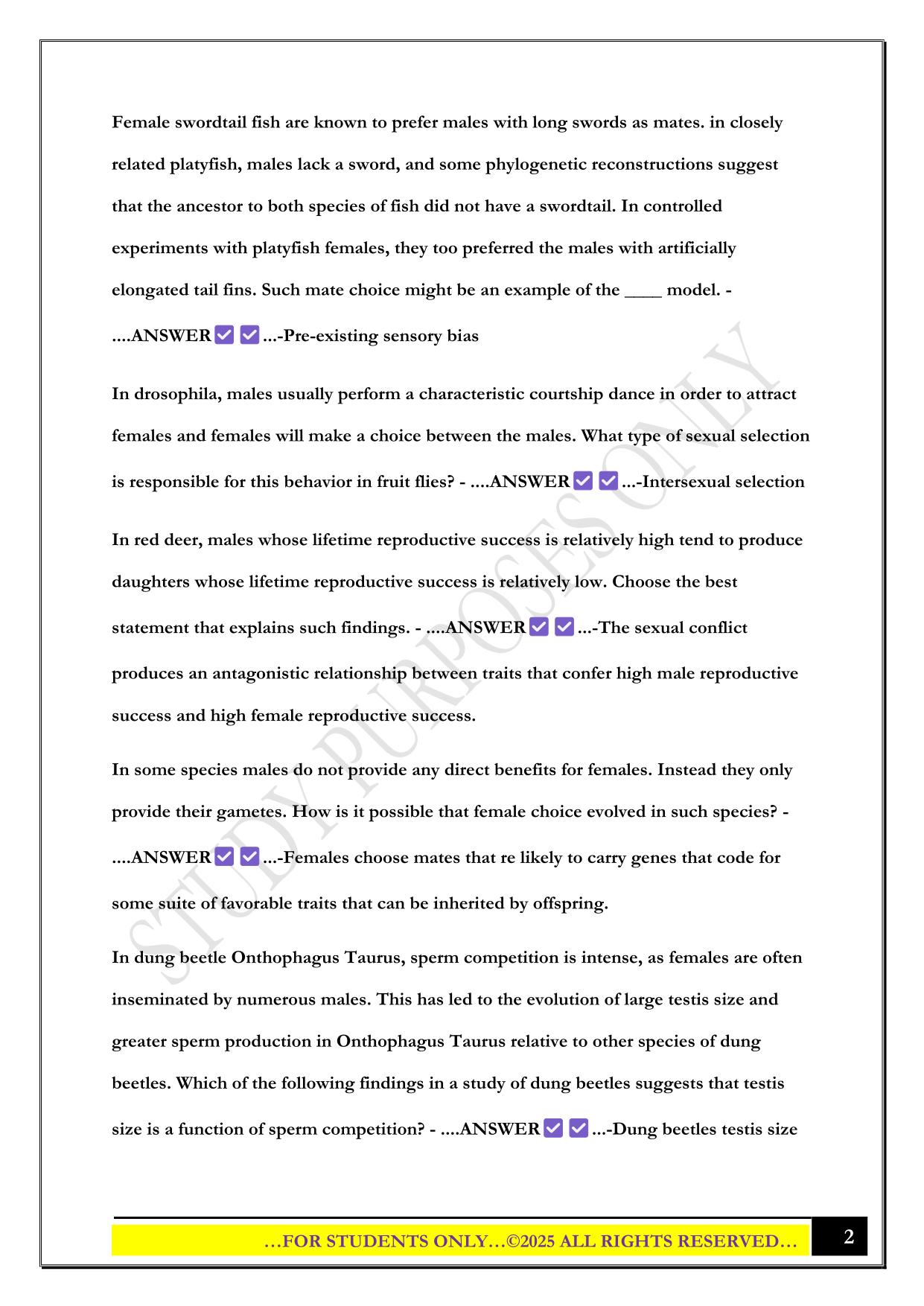 Biol 322 Exam 3 2025 Questions and Answers