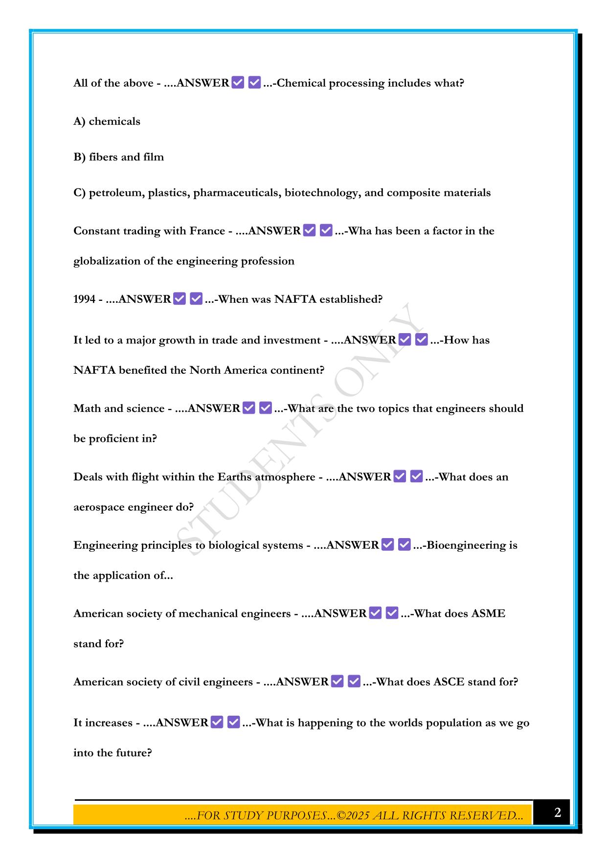 FOUNDATIONS OF ENGINEERING EXAM 2025 QUESTIONS AND ANSWERS
