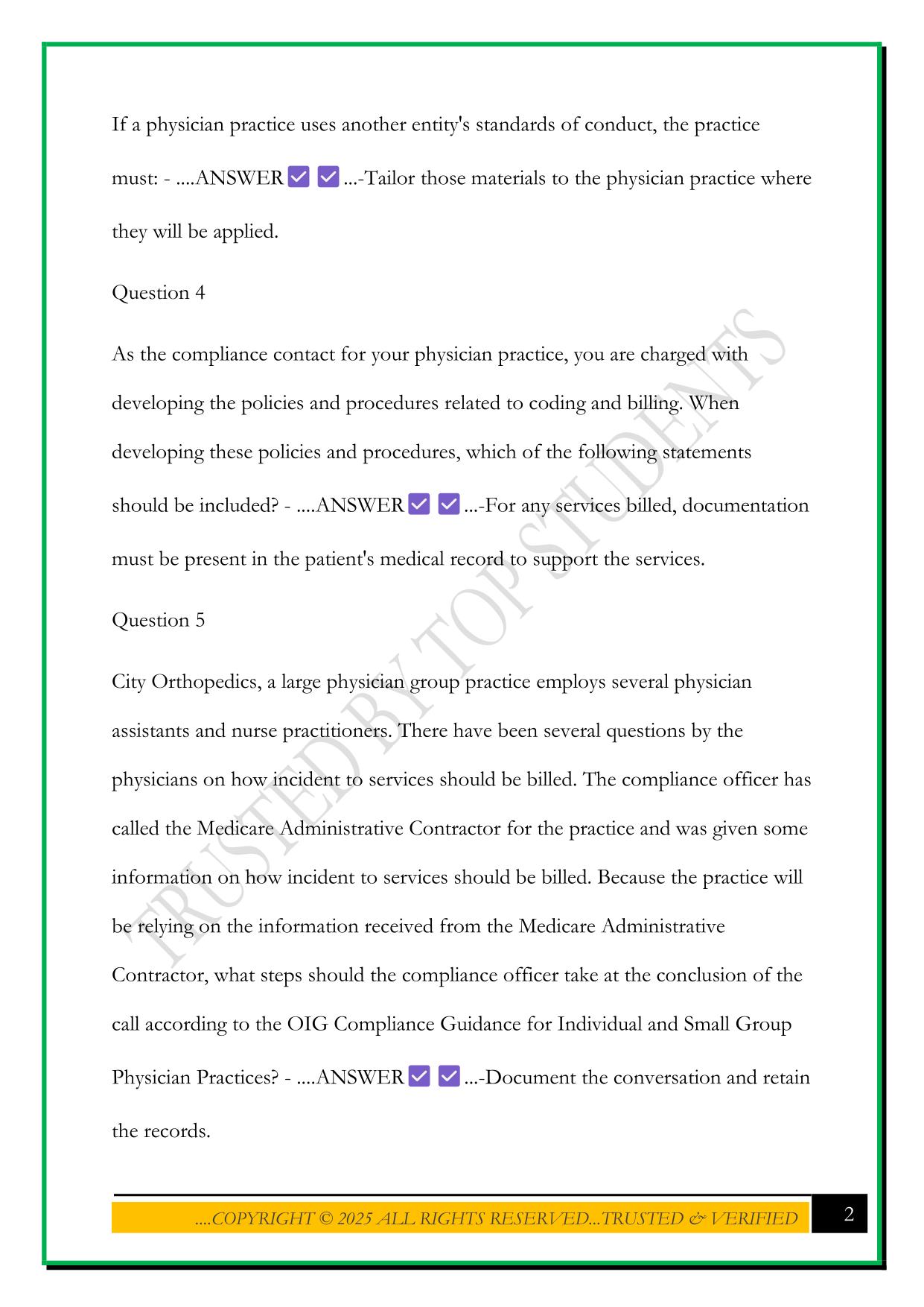 CPCO EXAM 2025 QUESTIONS AND ANSWERS
