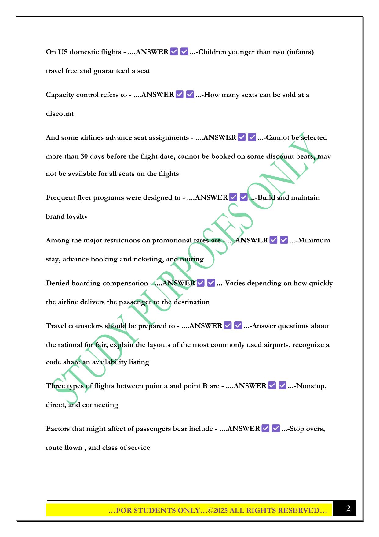 Travel exam chapter 4 2025 Questions and Answers