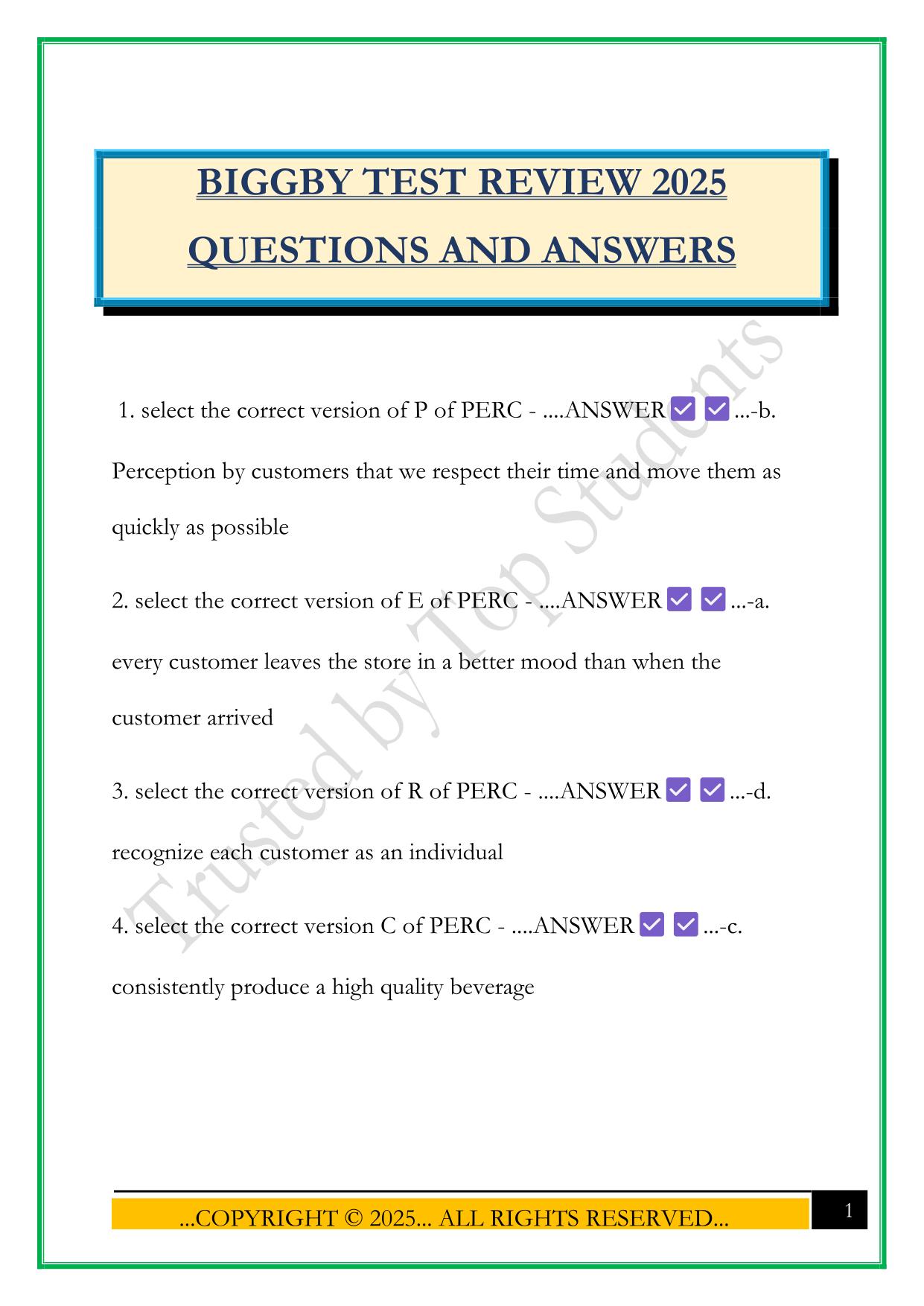 BIGGBY TEST REVIEW 2025 QUESTIONS AND ANSWERS
