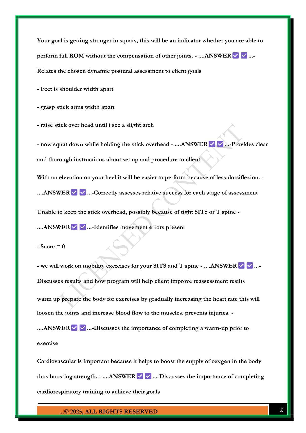 CAN FIT PRO PRACTICAL EXAM 2025 QUESTIONS AND ANSWERS
