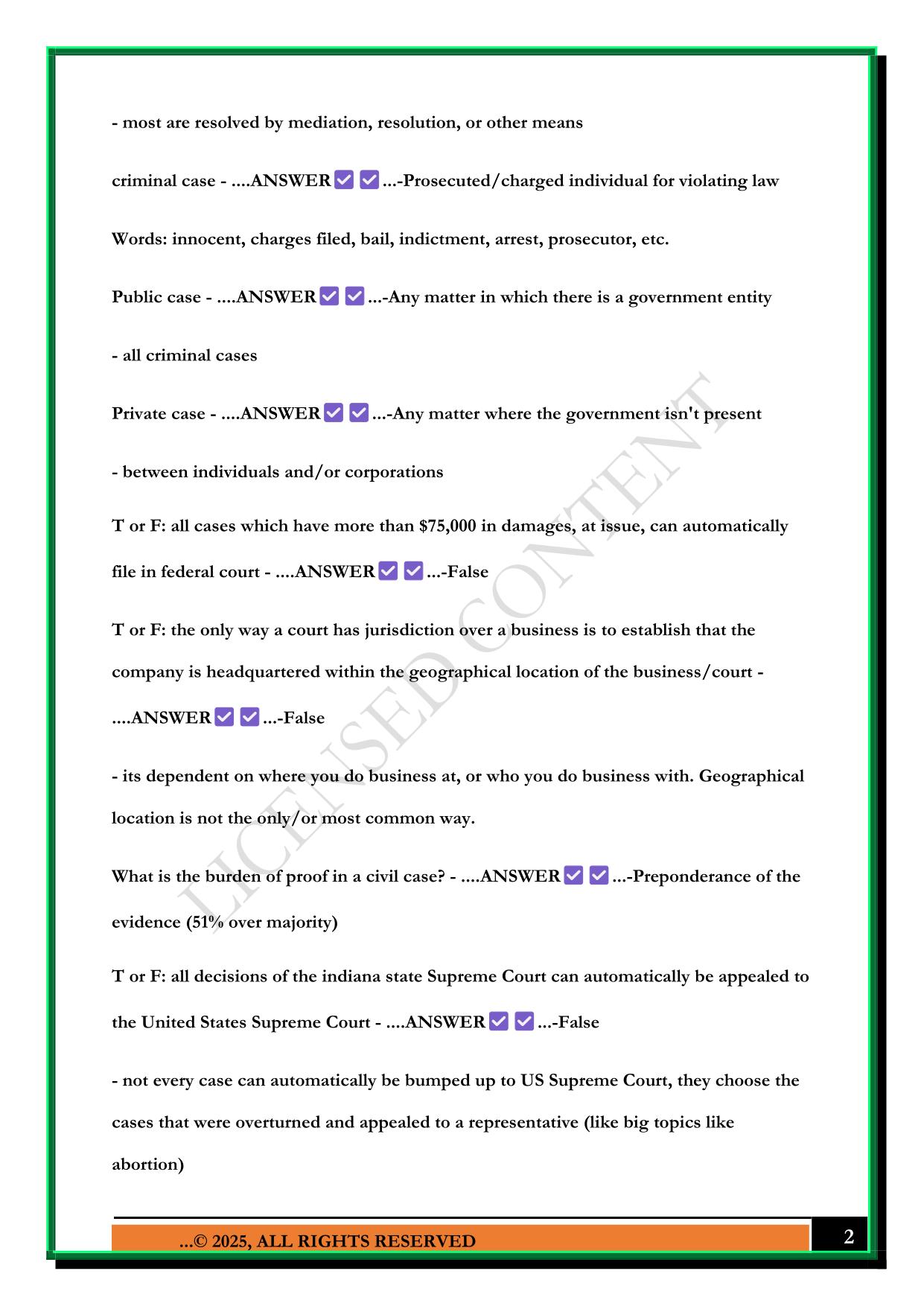 BUS-L203 IUPUI LAW EXAM 1 2025 QUESTIONS AND ANSWERS