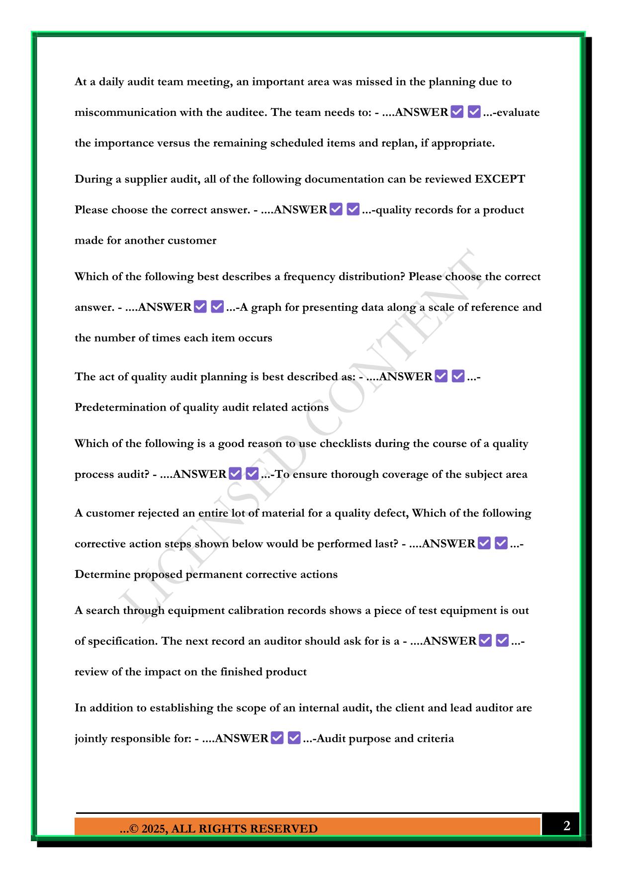 CQA EXAM 2025 QUESTIONS AND ANSWERS