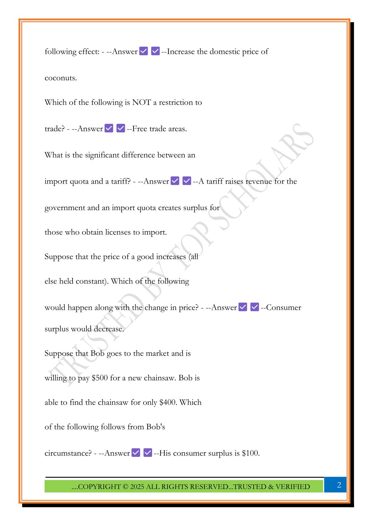 WGU C211 Global Economics Exam 2025 Questions and Answers