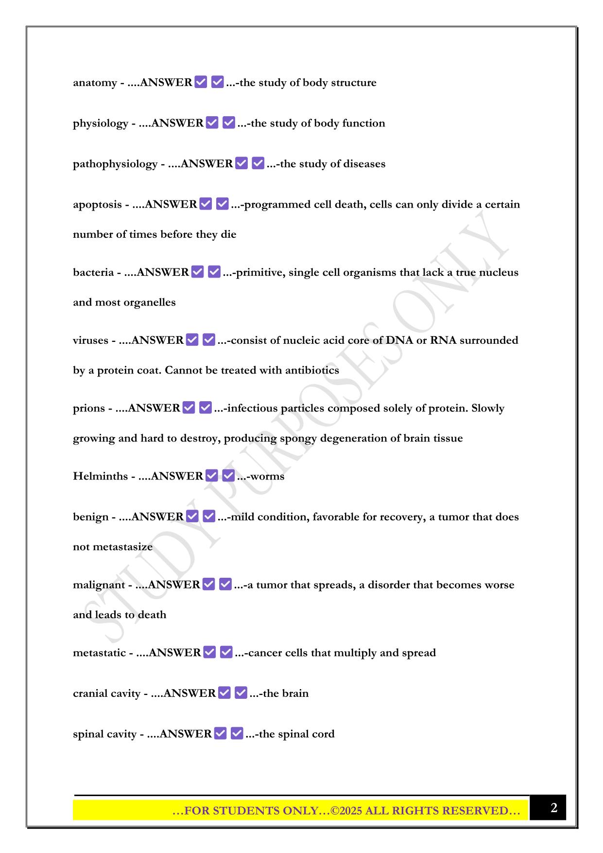 BIO 100 First Exam 2025 Questions and Answers