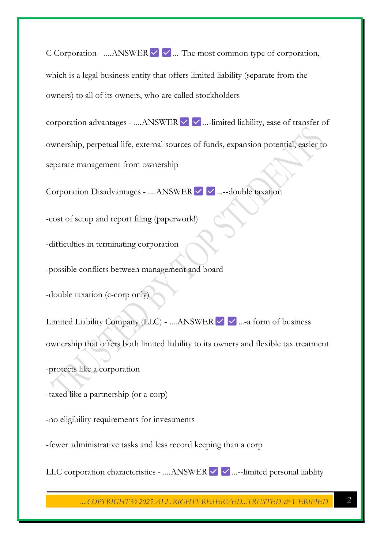 IUPUI BUS X100 EXAM 2 2025 QUESTIONS AND ANSWERS